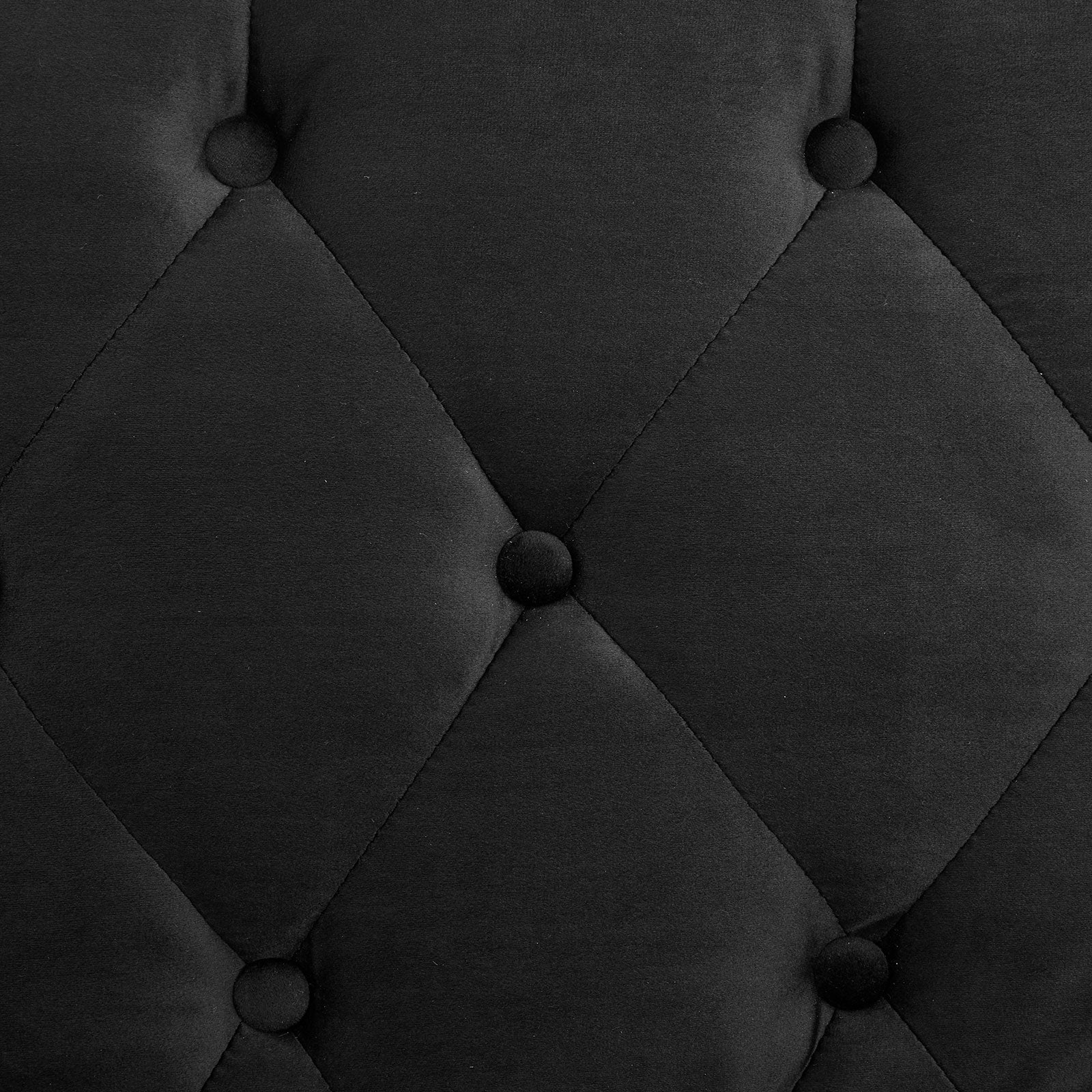 Black Faux Velvet Sofa Bed Couch, Tufted, Wood Frame