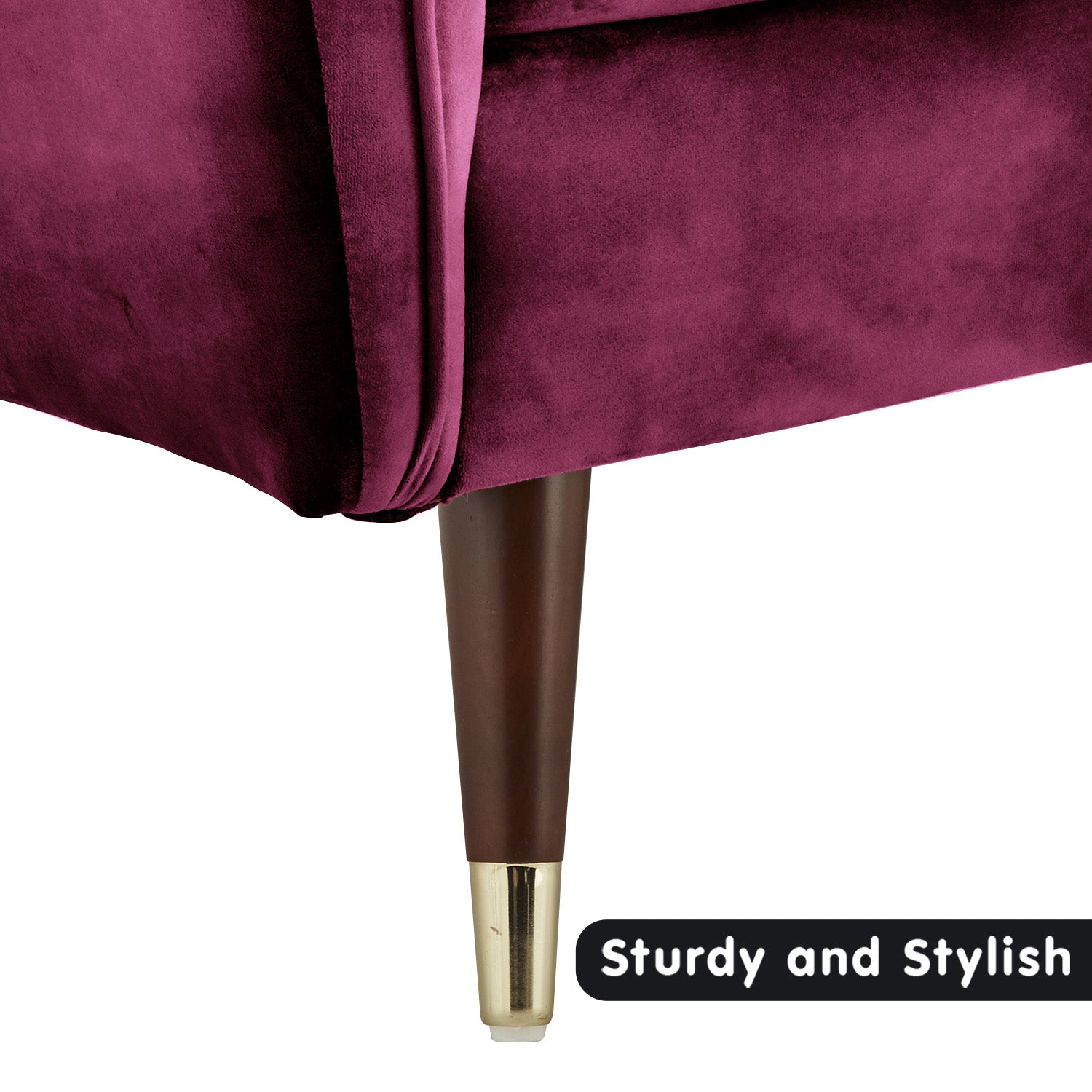 Burgundy Faux Velvet Tufted Sofa Bed, Wooden Frame