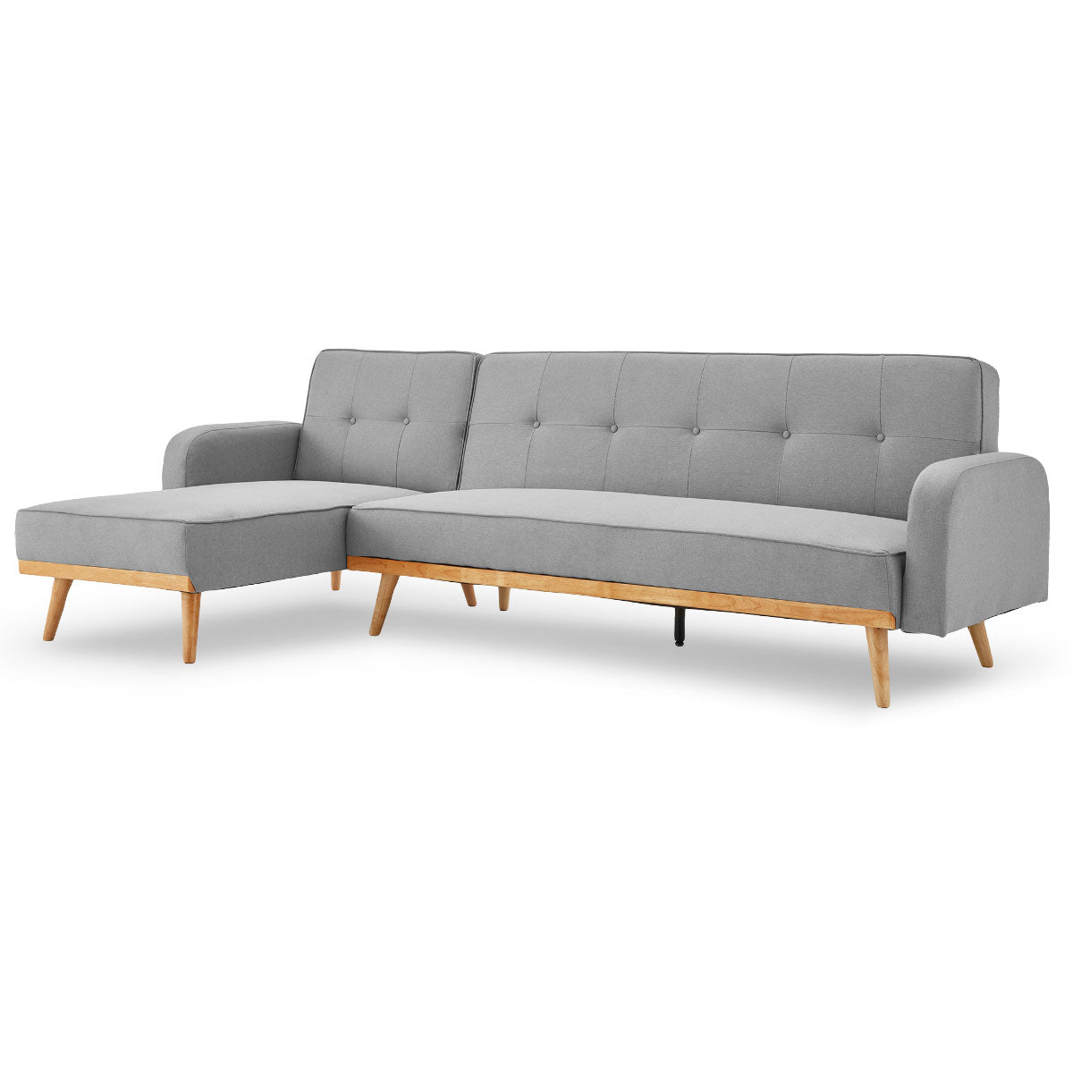 Adjustable Corner Sofa Bed, Chaise Lounge, Linen - Sarantino