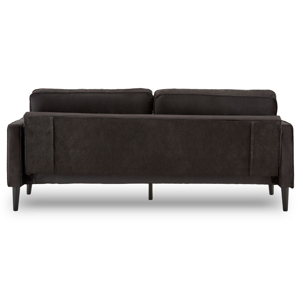 Black Faux Velvet Sofa Bed Couch with Wooden Frame - Sarantino