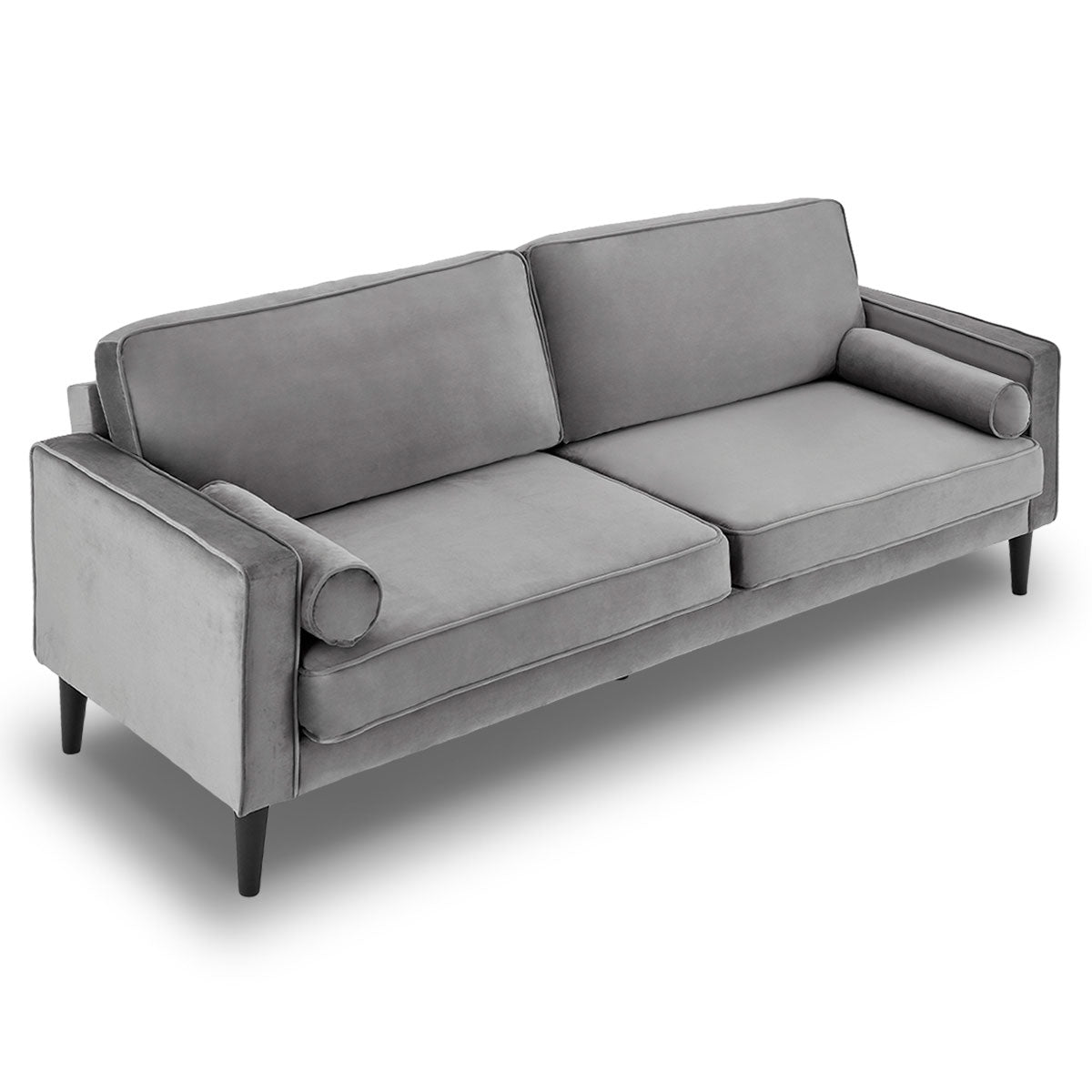 Faux Velvet Sofa Bed, Wooden Frame, Space-Saving, Grey