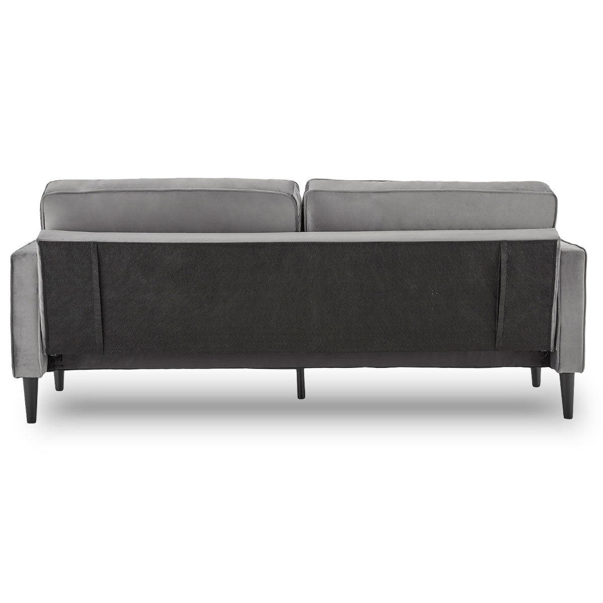 Faux Velvet Sofa Bed, Wooden Frame, Space-Saving, Grey