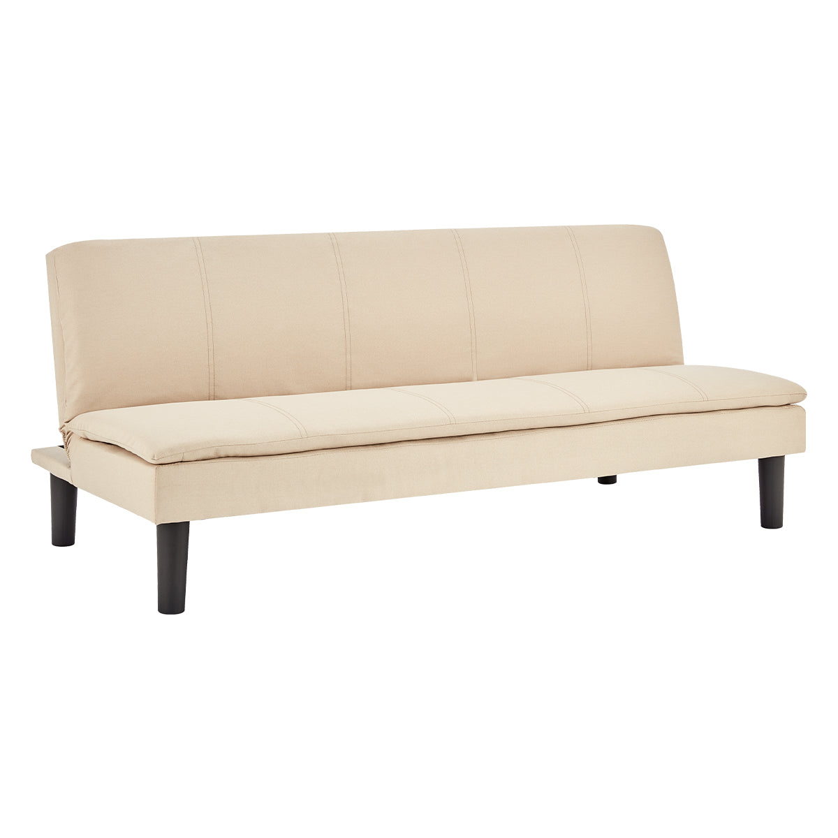 Beige 3-Seater Modular Faux Linen Sofa Bed, Adjustable Backrest