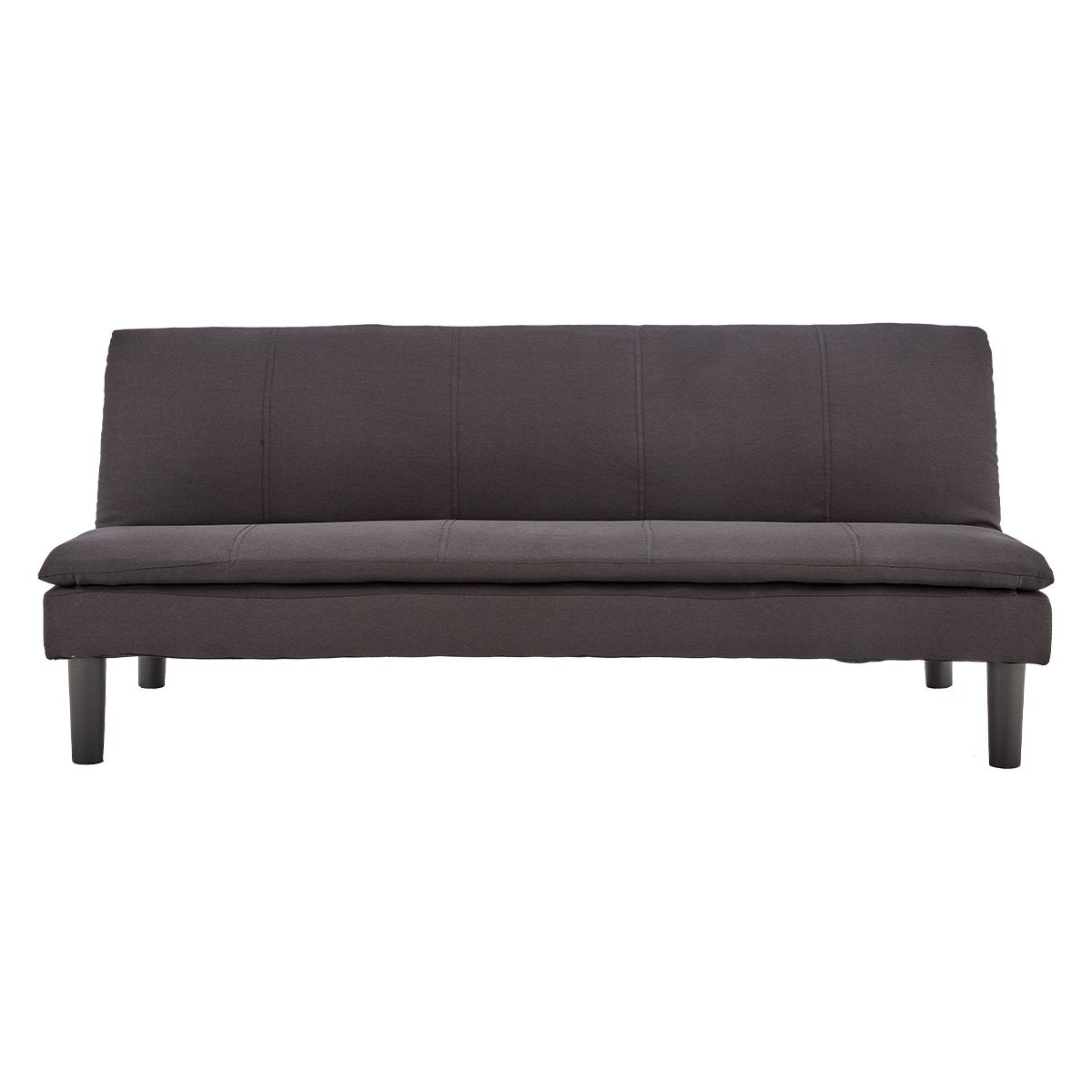 Black Faux Linen 3-Seater Modular Sofa Bed, Wooden Legs