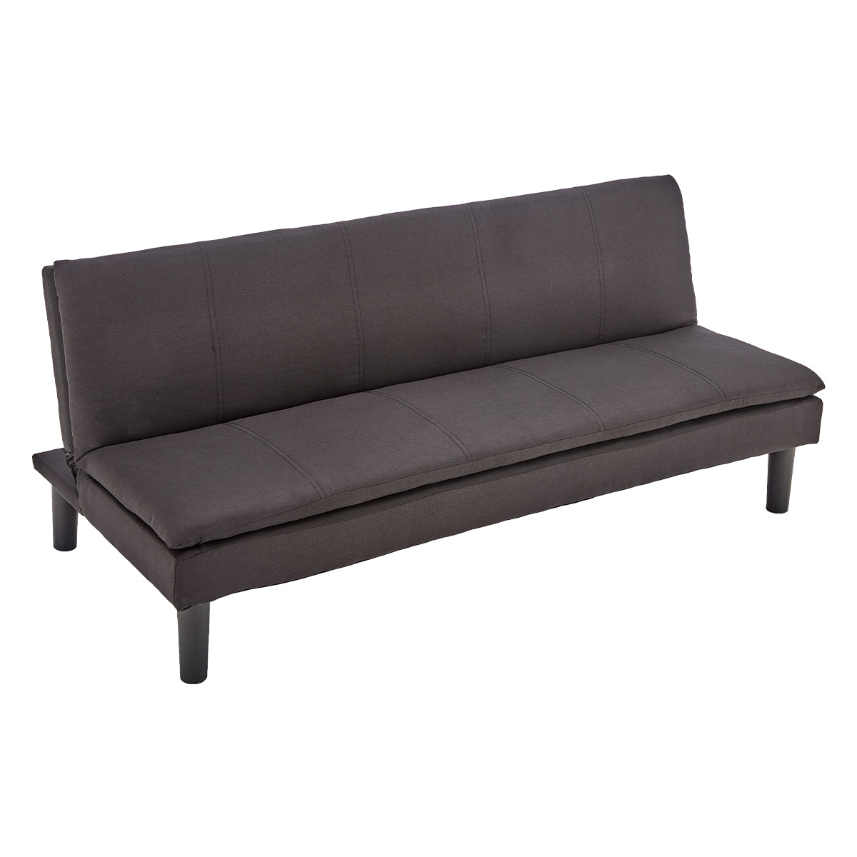 Black Faux Linen 3-Seater Modular Sofa Bed, Wooden Legs