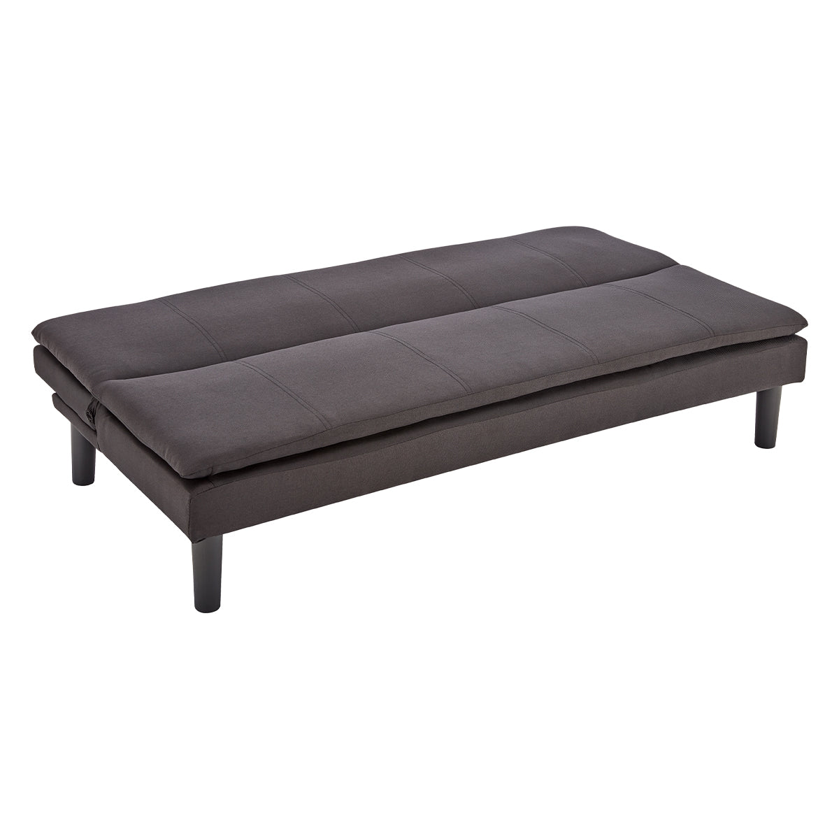 Black Faux Linen 3-Seater Modular Sofa Bed, Wooden Legs