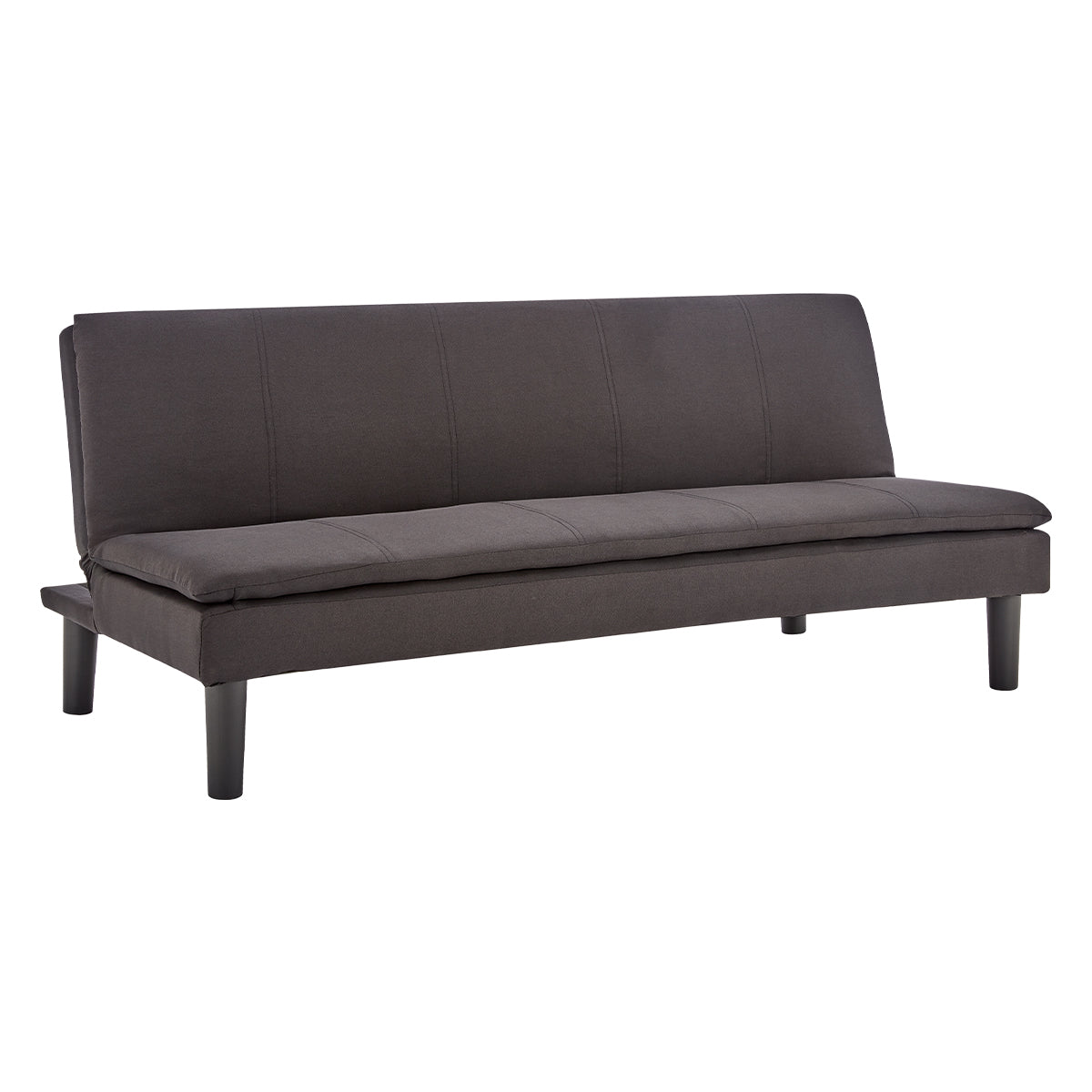 Black Faux Linen 3-Seater Modular Sofa Bed, Wooden Legs