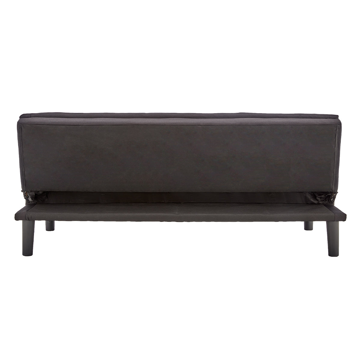 Black Faux Linen 3-Seater Modular Sofa Bed, Wooden Legs