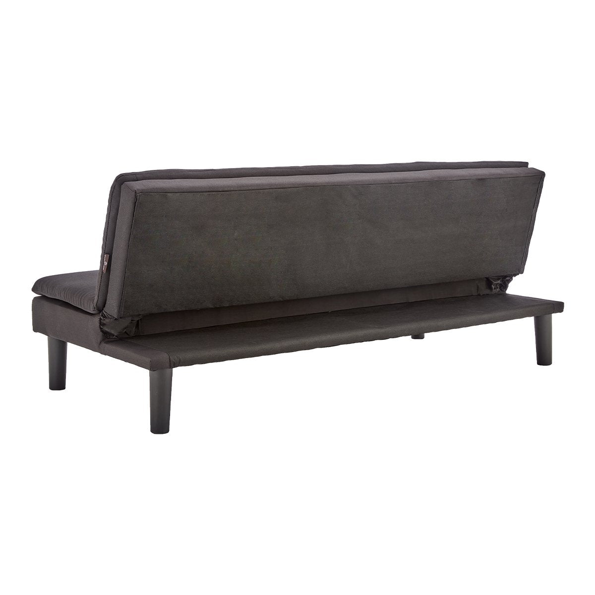 Black Faux Linen 3-Seater Modular Sofa Bed, Wooden Legs