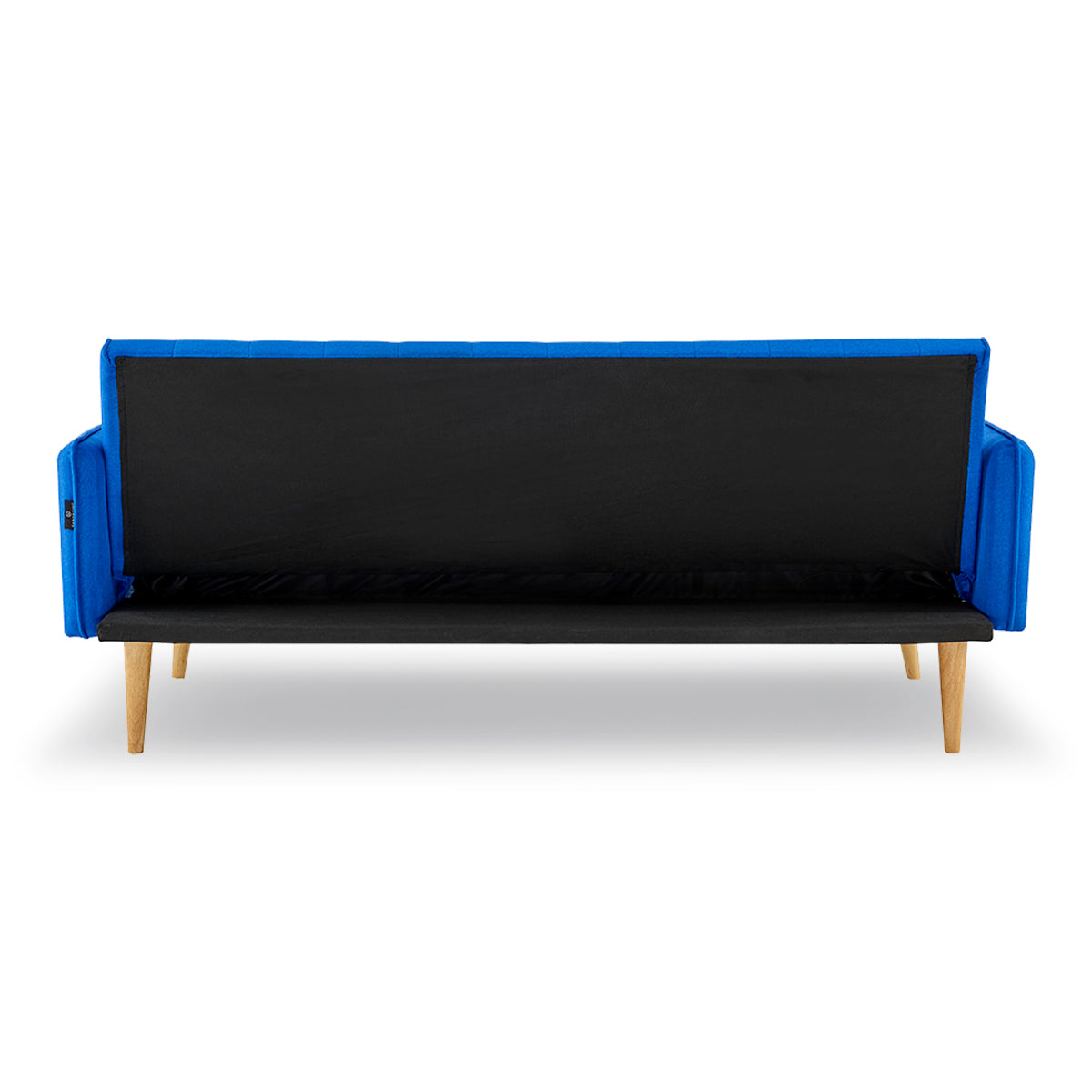 Blue Linen Modular 3-Seater Sofa Bed with Wooden Frame