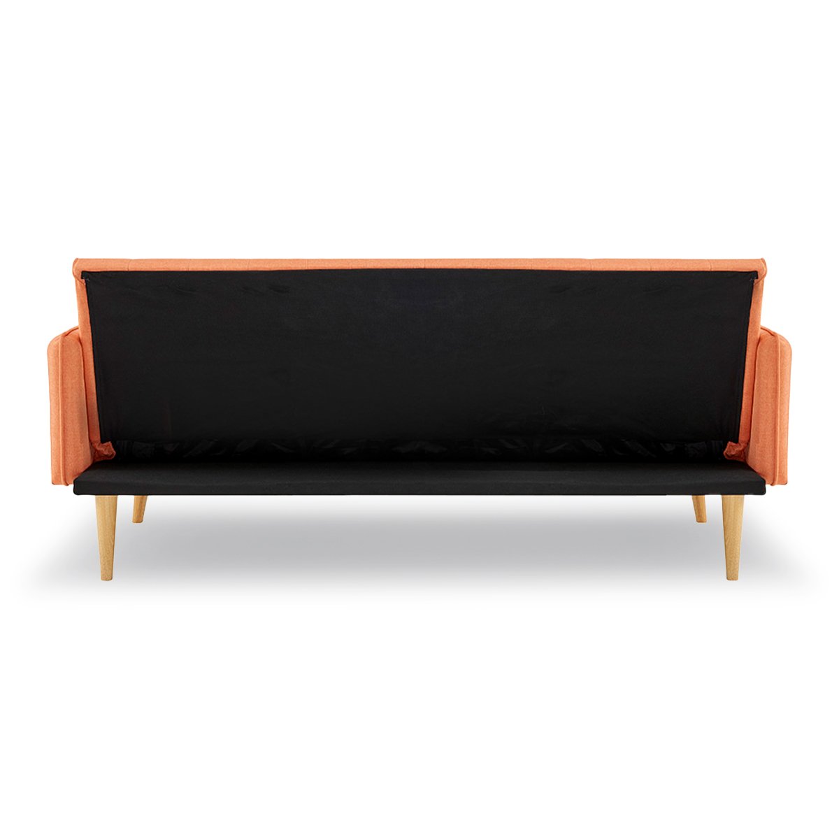 Linen Fabric 3-Seater Sofa Bed, Adjustable Orange - Sarantino