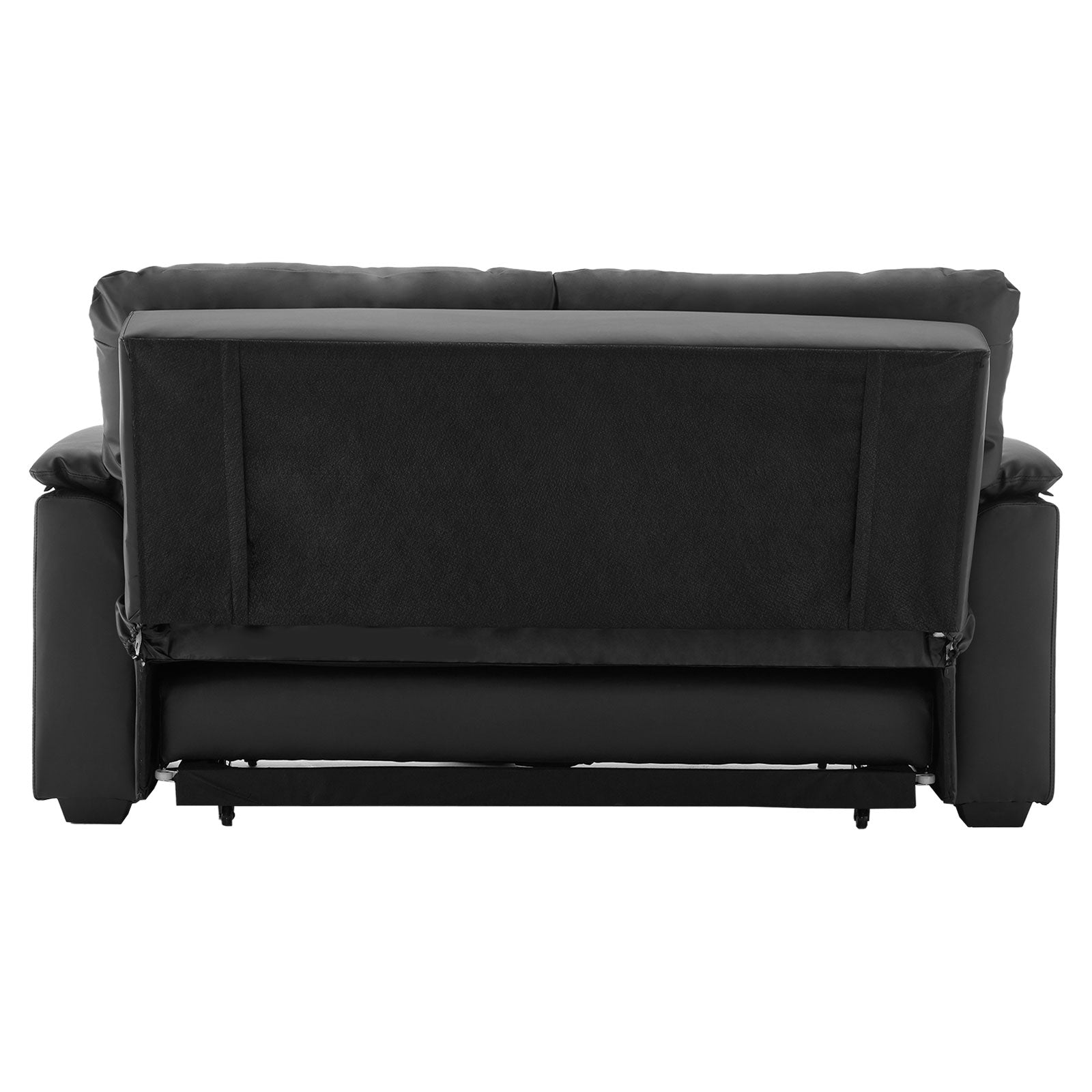 Black Faux Leather Sofa Bed with Extra Cushioning