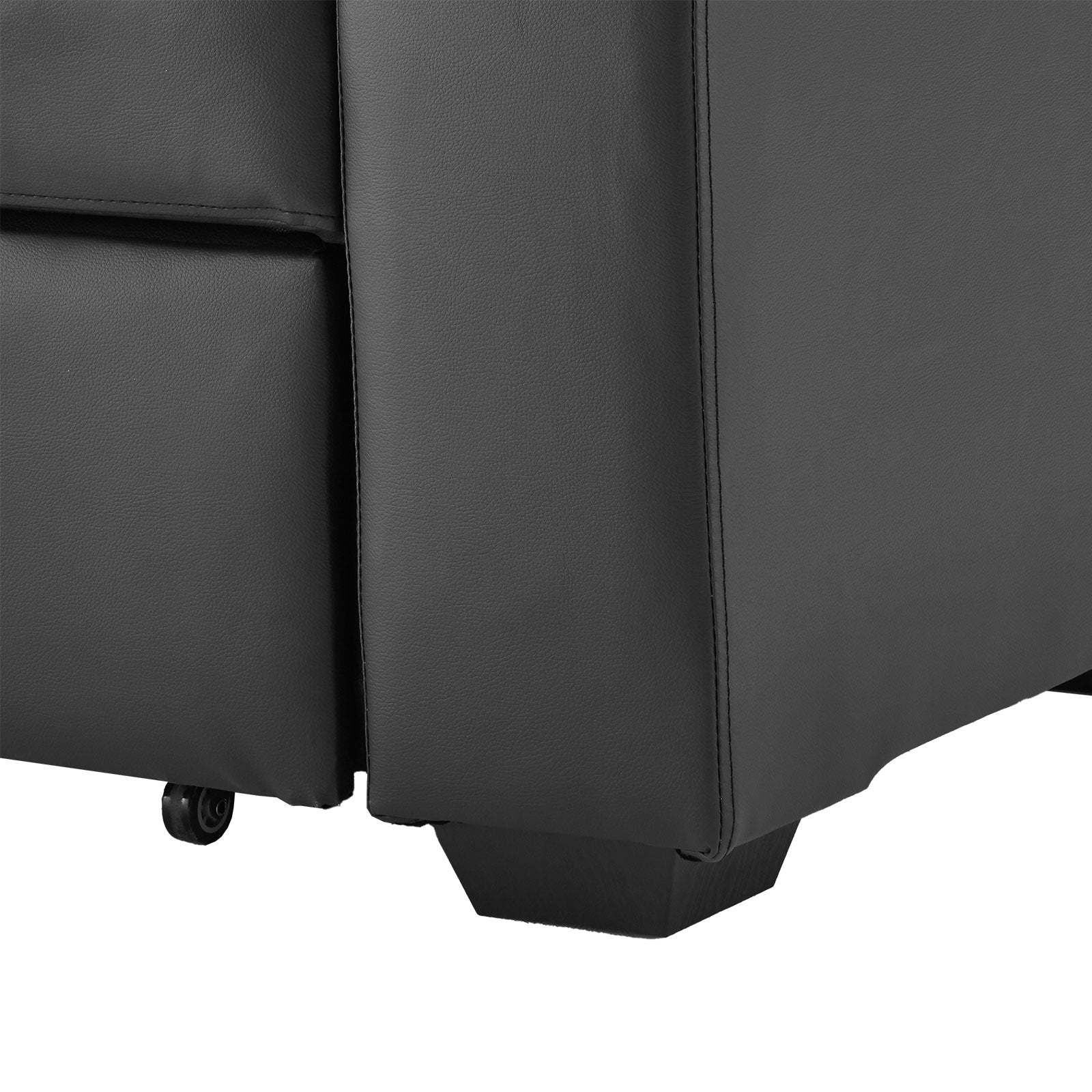 Black Faux Leather Sofa Bed with Extra Cushioning