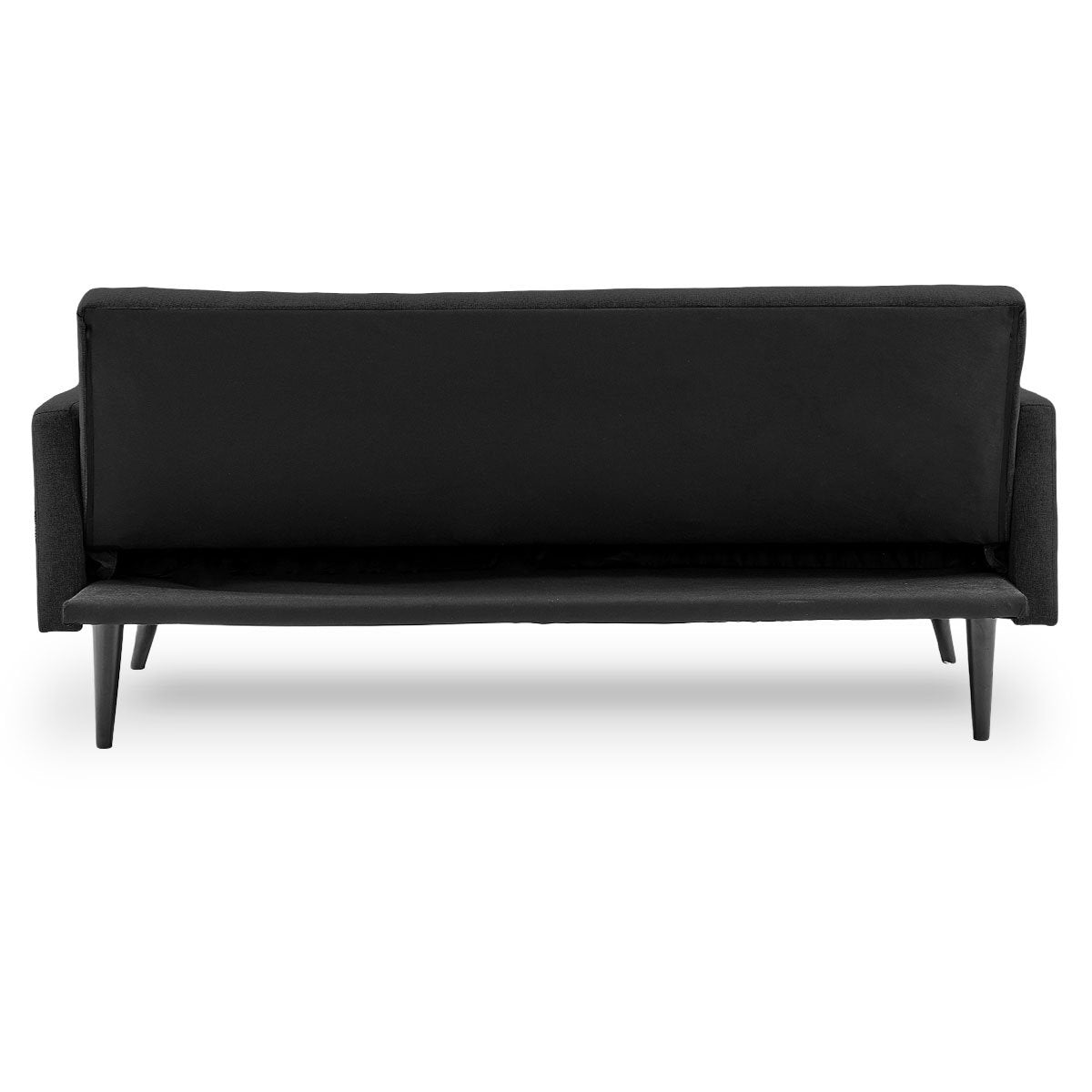 Convertible Faux Linen 3-Seater Sofa Bed w/ Armrests - Black