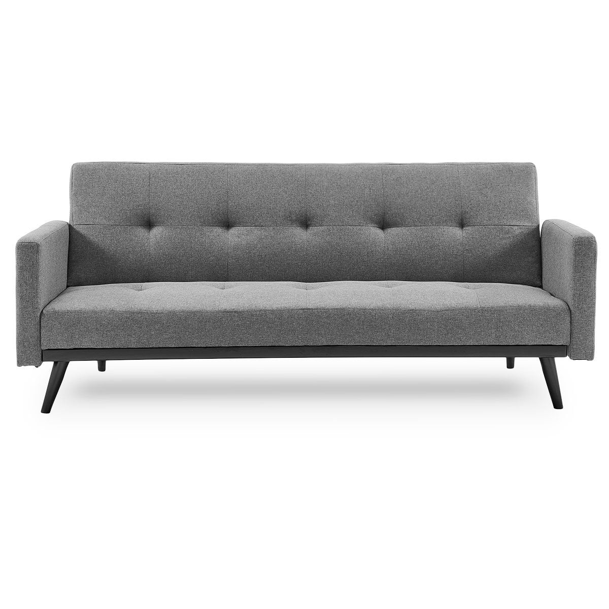 Light Grey Tufted 3-Seater Sofa Bed, Adjustable Backrest