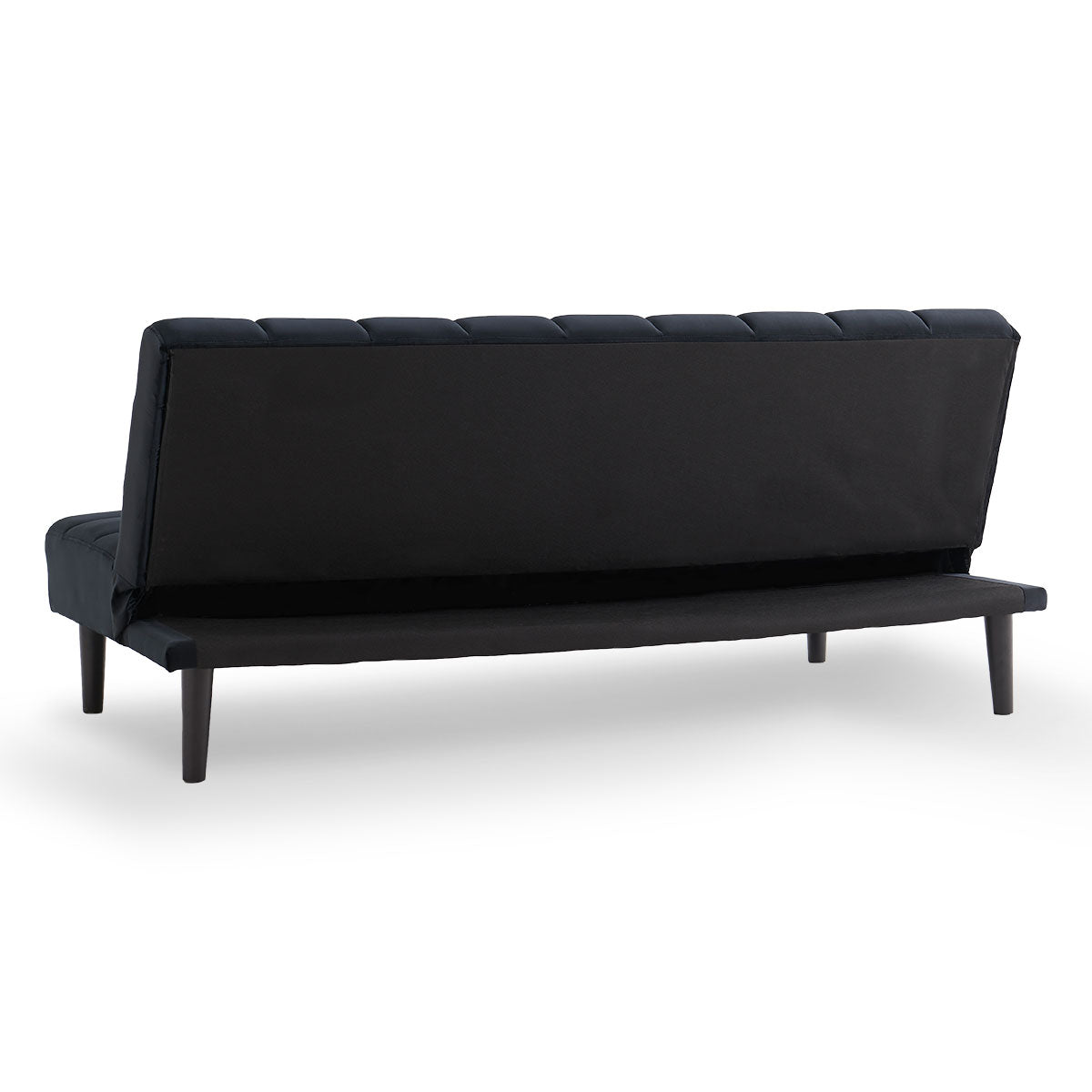 Faux Suede Sofa Bed, Wooden Frame, Black - Sarantino