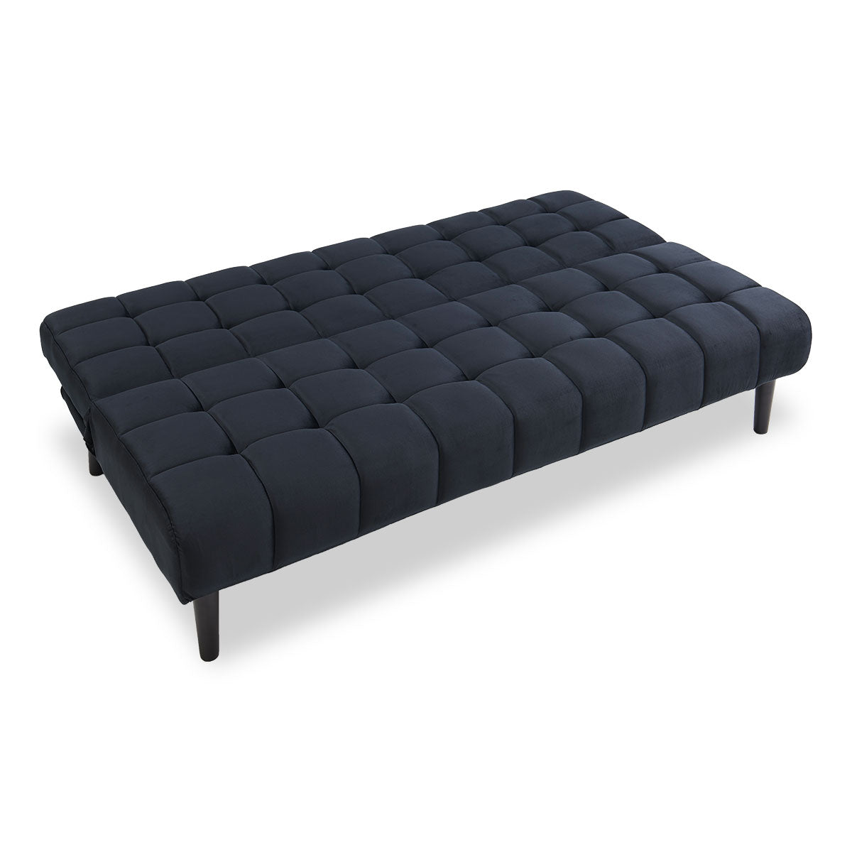 Faux Suede Sofa Bed, Wooden Frame, Black - Sarantino