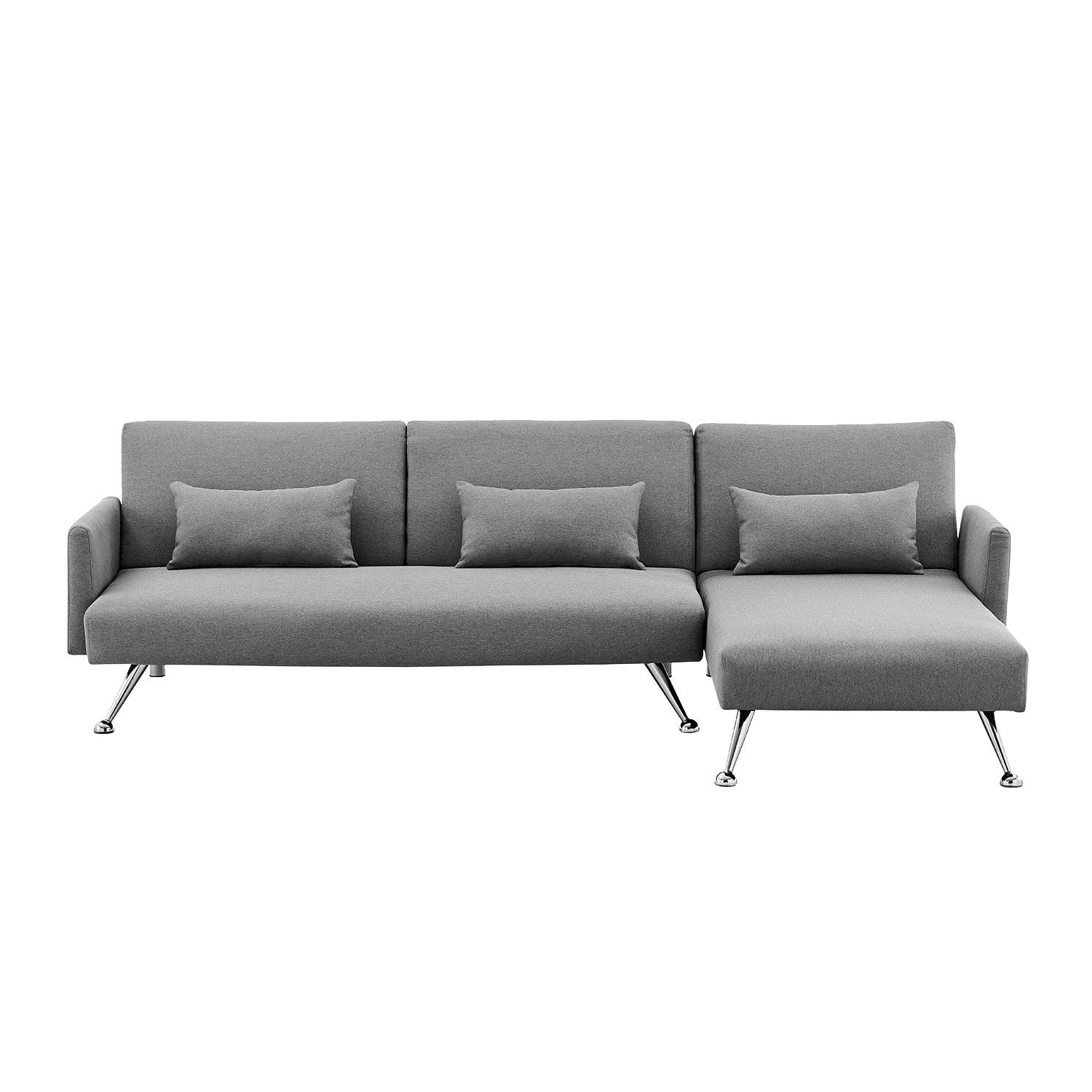 Premium Dark Grey 3-Seater Corner Sofa Bed with Pillows