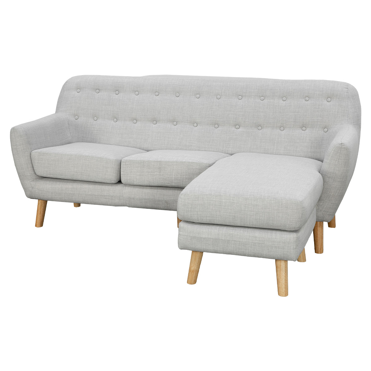 Linen Upholstered L-Shaped Sofa, Left Chaise, Wood Frame