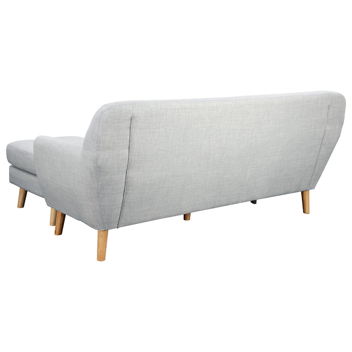 Linen Upholstered L-Shaped Sofa, Left Chaise, Wood Frame