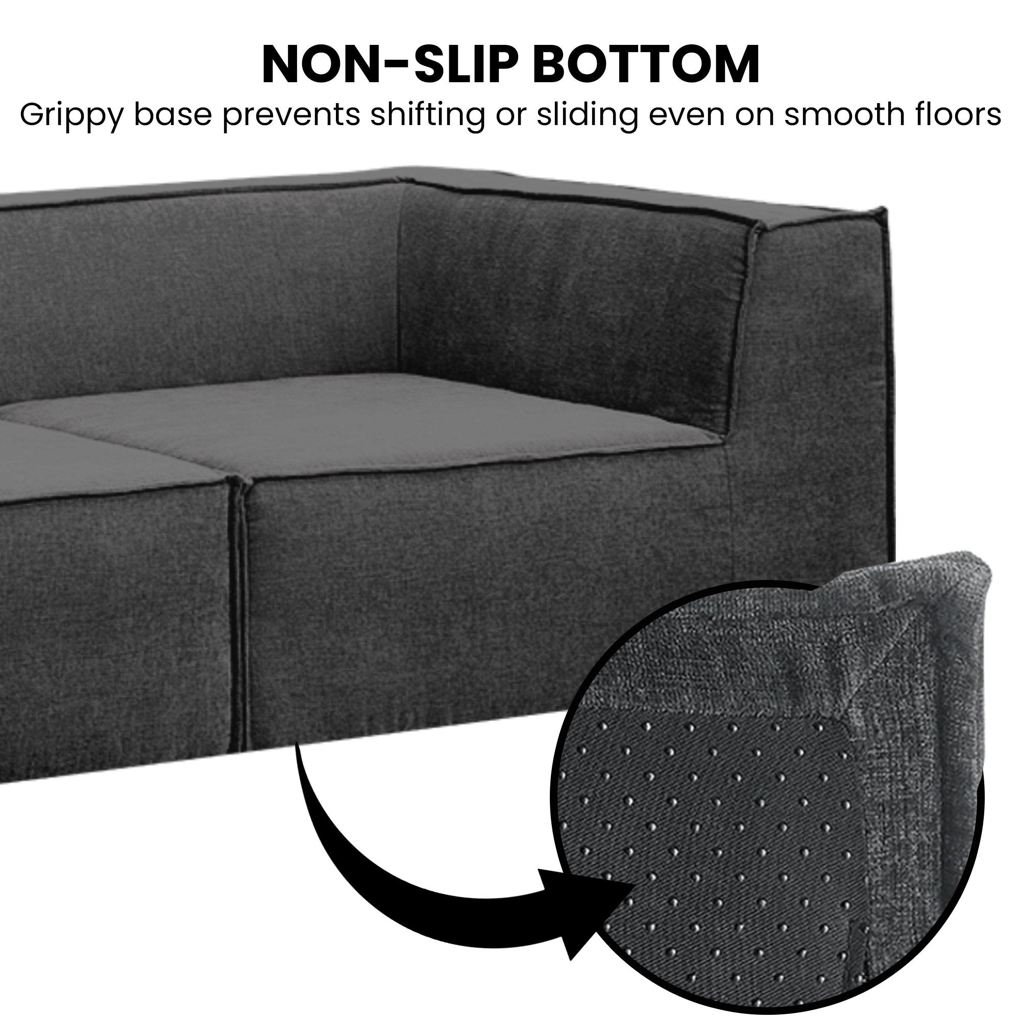 Novi 3-Seater Modular Sofa with Ottoman Black Non-Slip