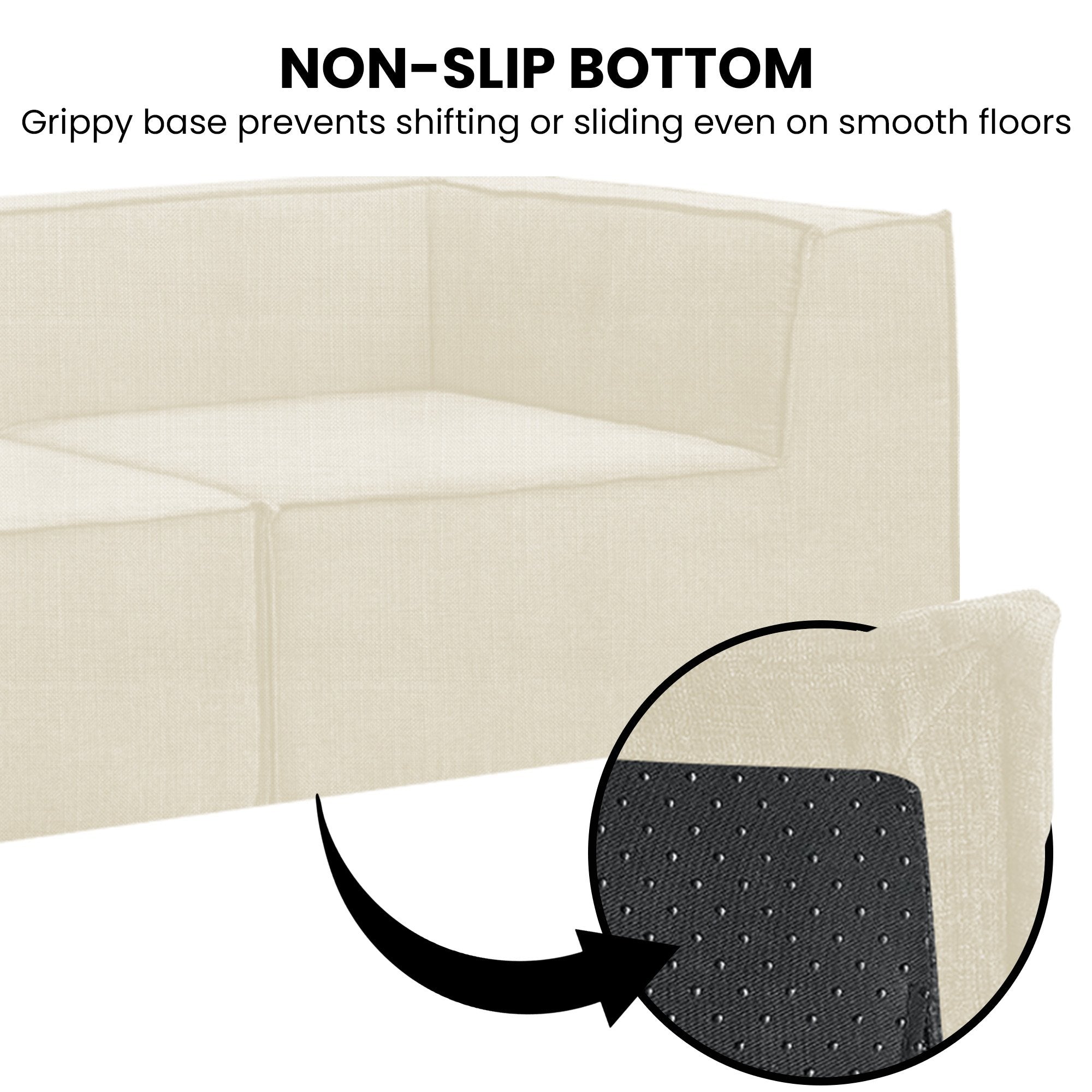 Novi 3-Seater Modular Sofa with Ottoman Cream Non-Slip