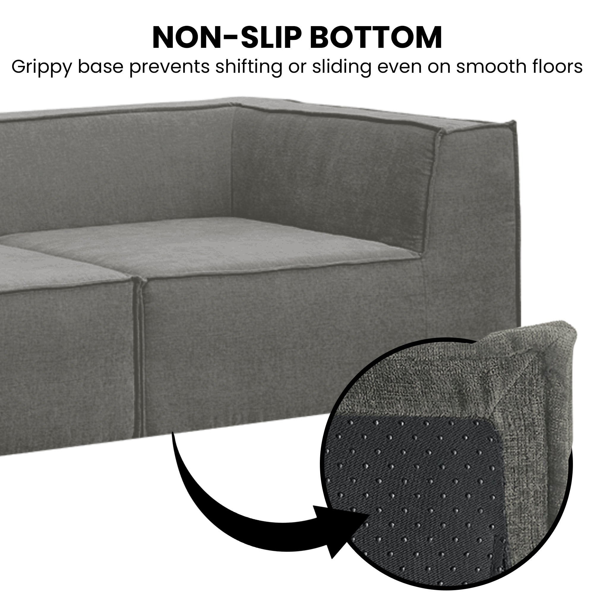 Novi 3-Seater Modular Sofa with Ottoman Grey Non-Slip