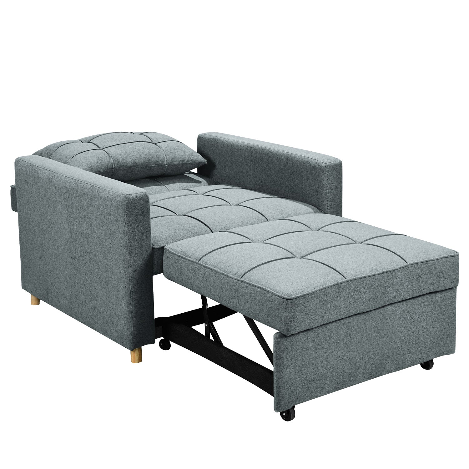 3-in-1 Convertible Sofa Chair Bed, High-Density Cushion, Airforce Blue