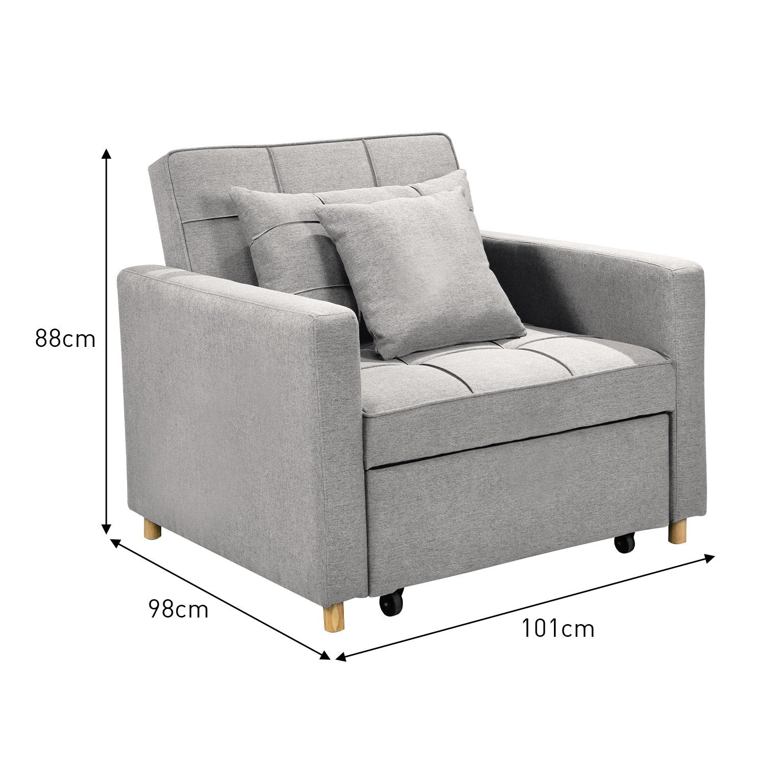 3-in-1 Convertible Sofa Chair Bed, Adjustable Backrest, Sarantino