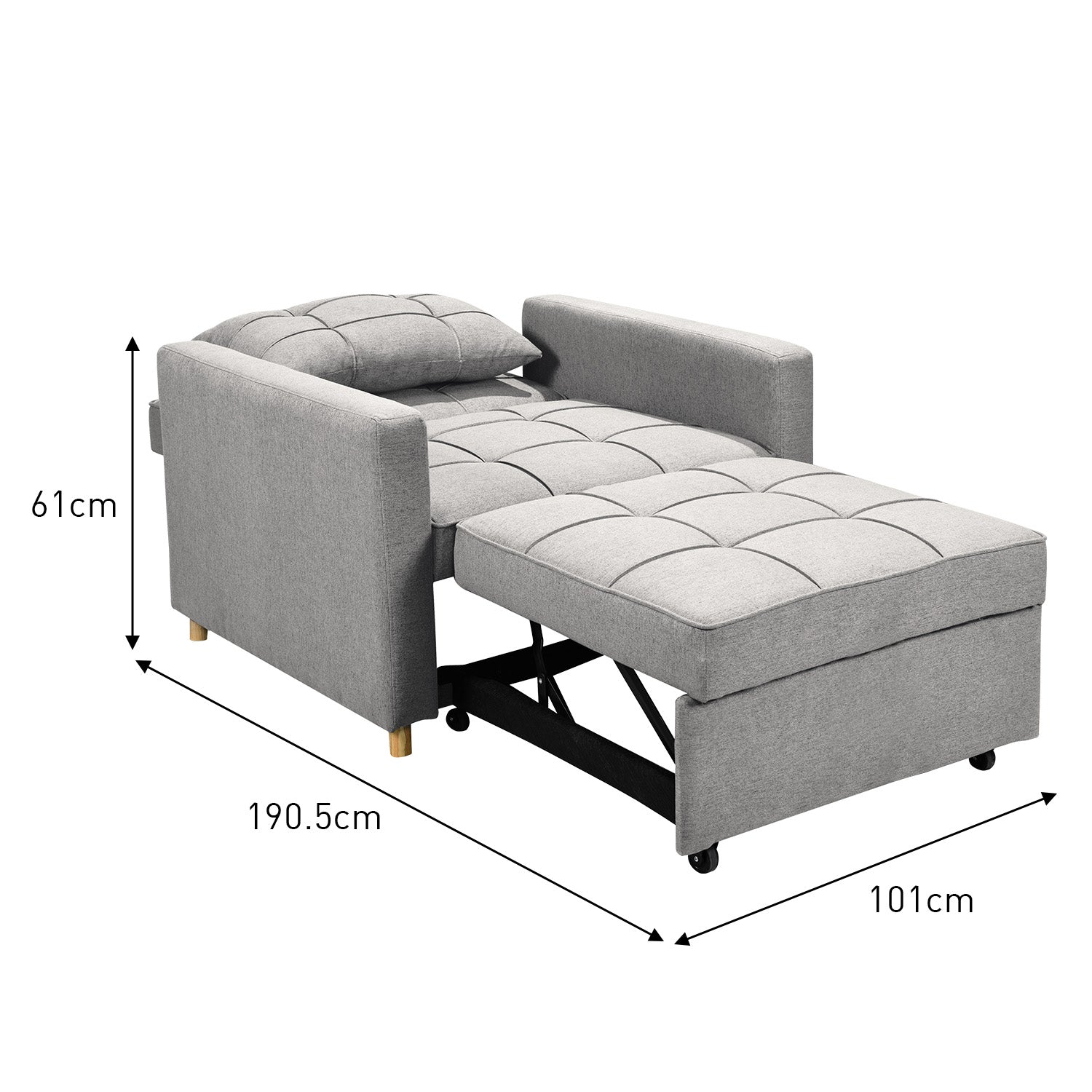 3-in-1 Convertible Sofa Chair Bed, Adjustable Backrest, Sarantino