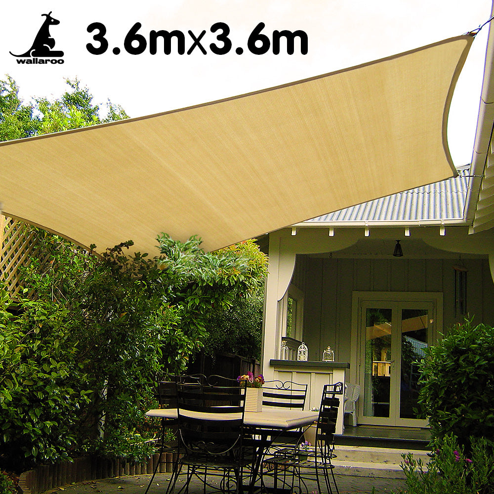 UV Blocking Square Shade Sail 3.6m x 3.6m, Sand Color