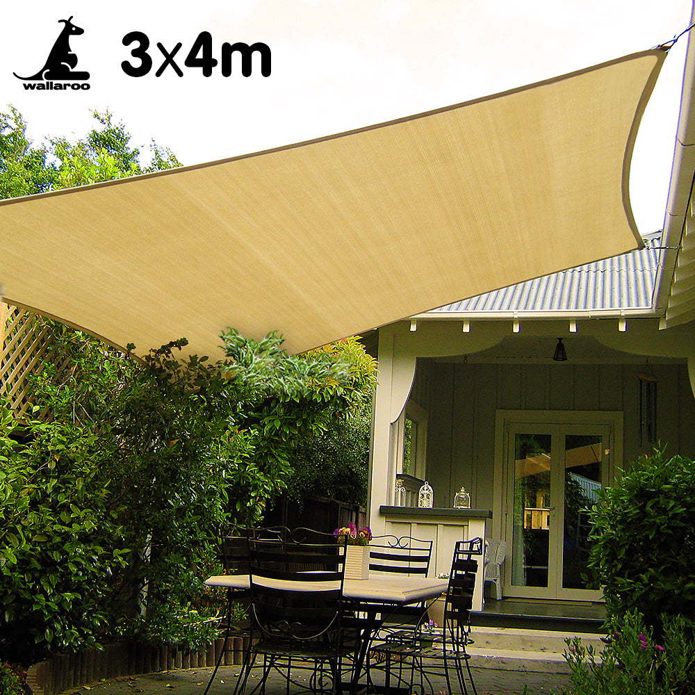 UV Blocking Rectangular Shade Sail, Sand, 3x4m