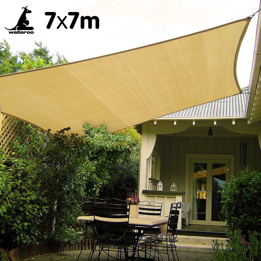 UV-Blocking 7m x 7m Rectangular Shade Sail - Sand, Wallaroo