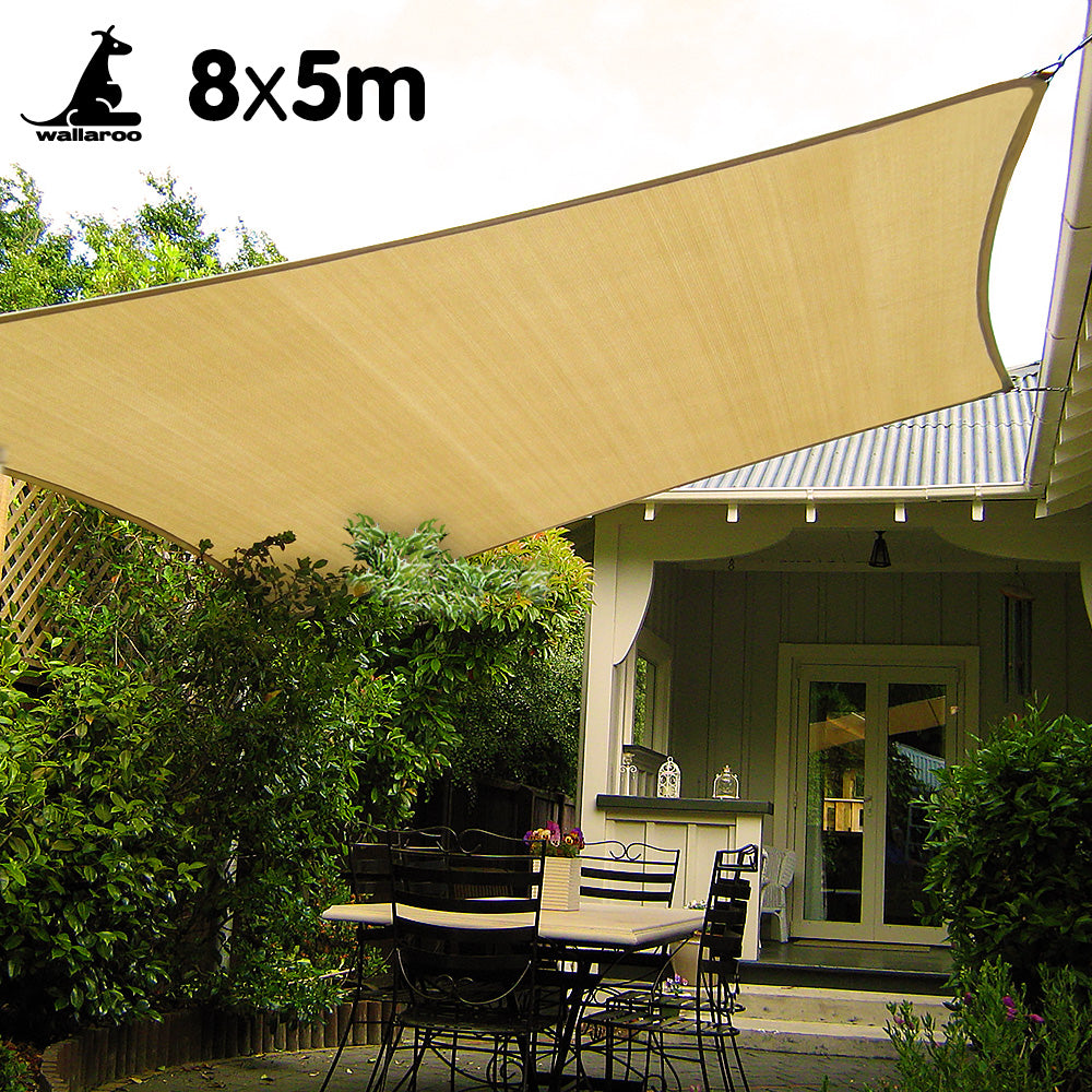 Breathable Rectangular Shade Sail 8m x 5m Sand UV Block