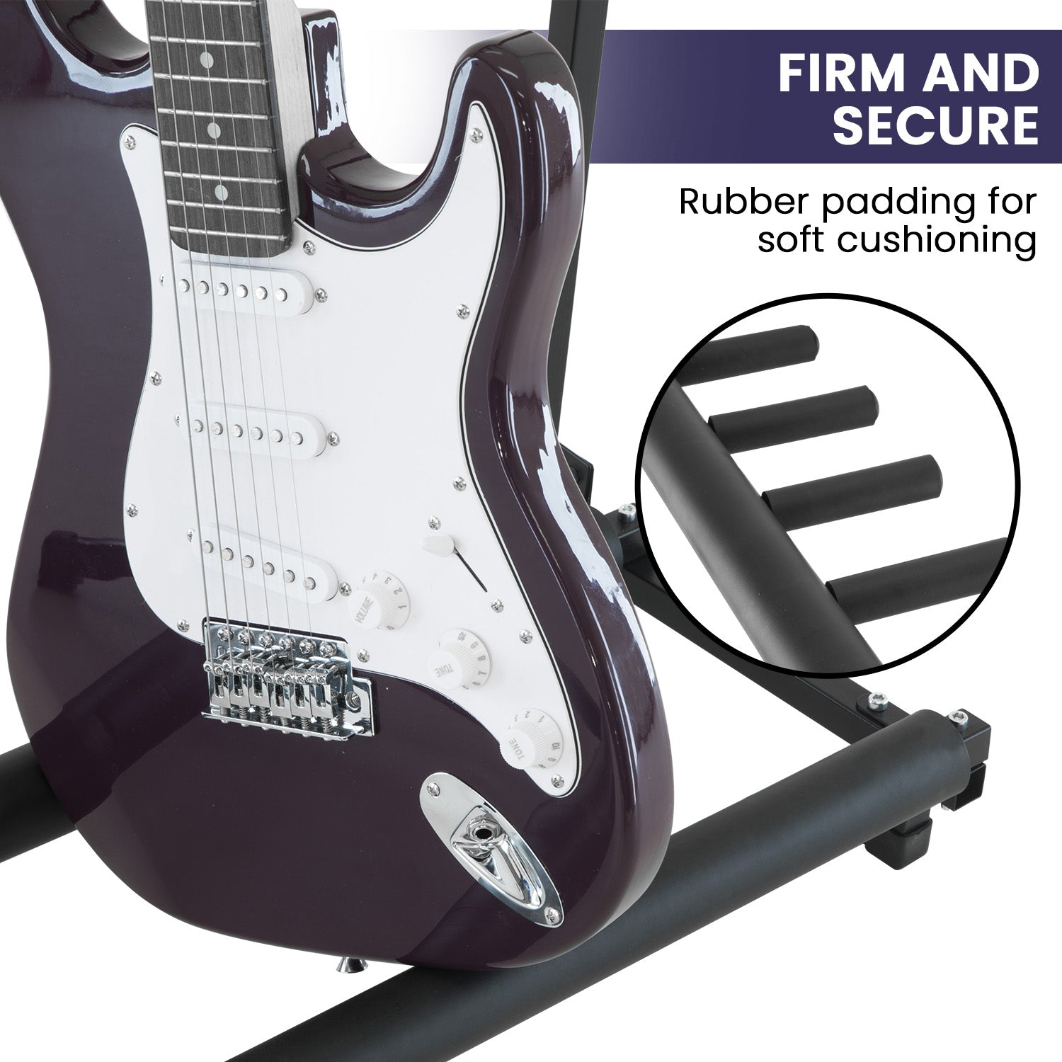 Foldable 7-Guitar Stand, Powder-Coated Steel, Karrera