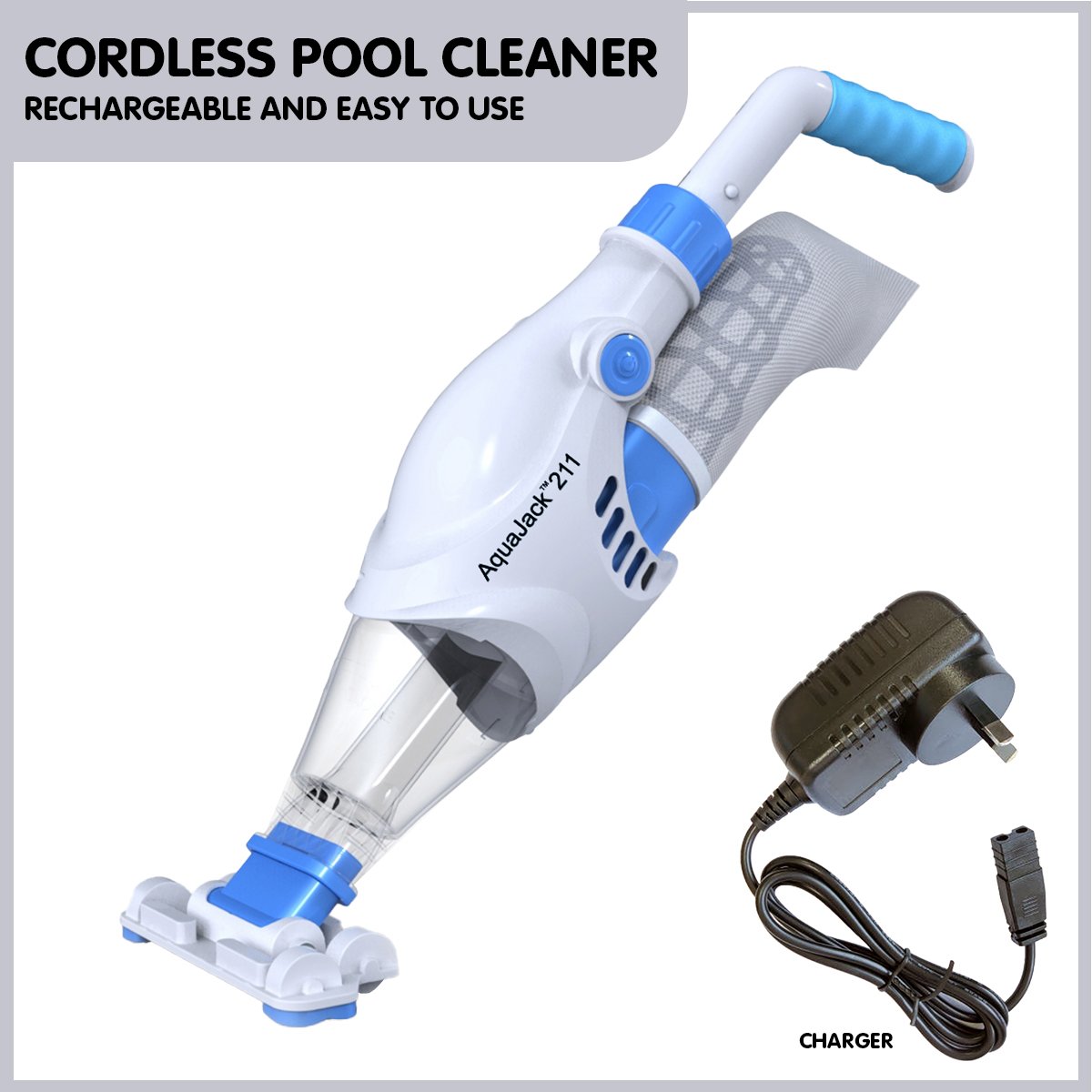 Cordless Rechargeable Pool & Spa Vacuum, 1.5L Filter, Aquajack 211