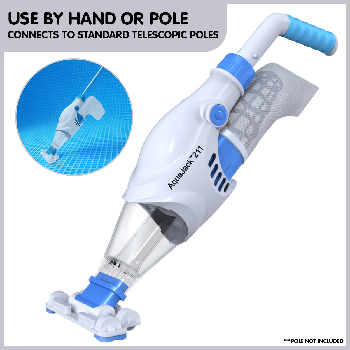 Cordless Rechargeable Pool & Spa Vacuum, 1.5L Filter, Aquajack 211