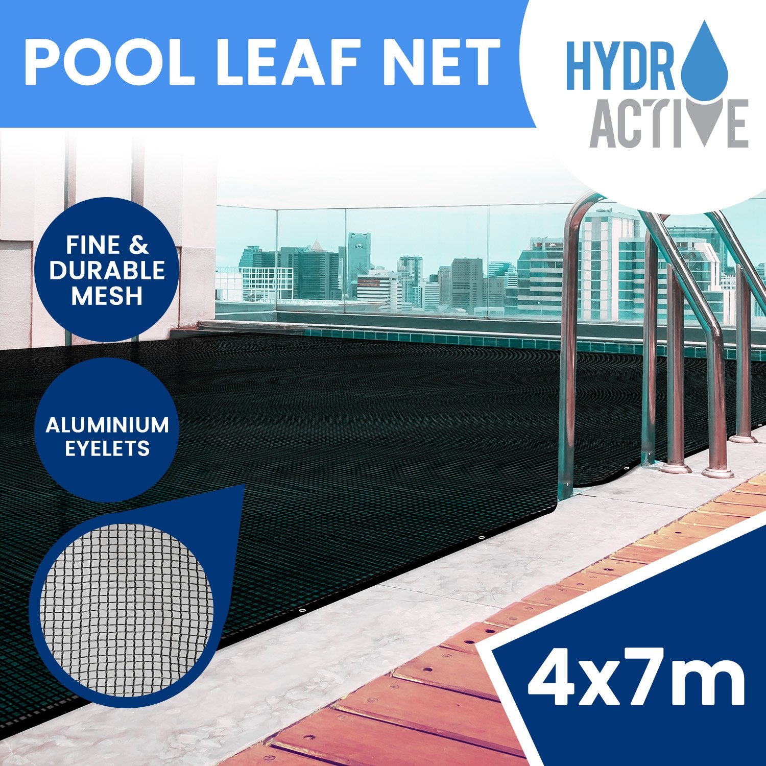 UV-Treated Polyethylene Pool Leaf Net Cover 4x7m HydroActive