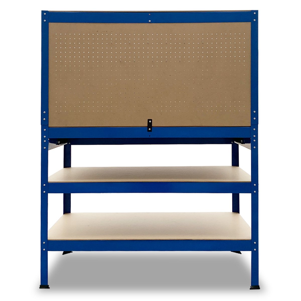 Kartrite 3-Layer Workbench Garage Storage Shelf with Pegboard and Drawer
