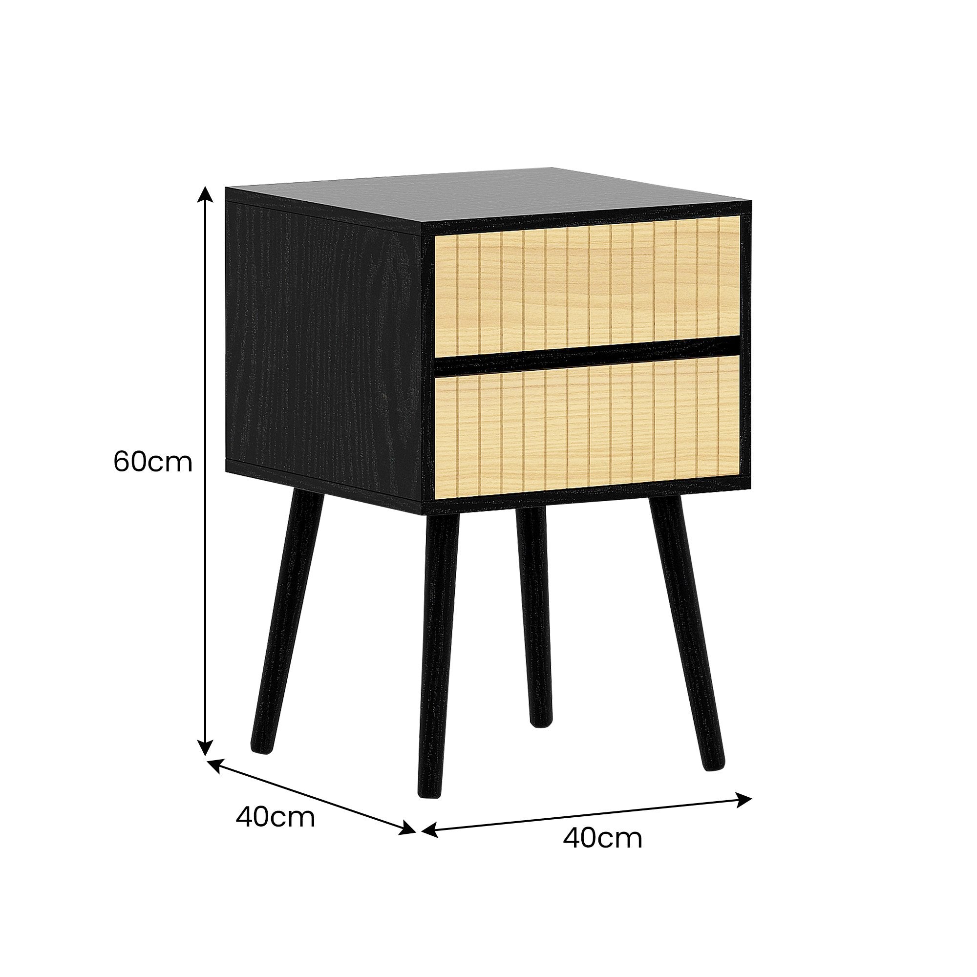 Modern Scandinavian 2-Drawer Bedside Table - Sarantino