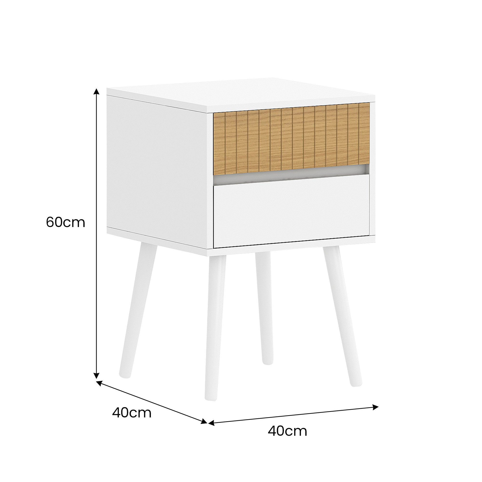 Scandinavian Style Bedside Table, 2 Drawers - Sarantino