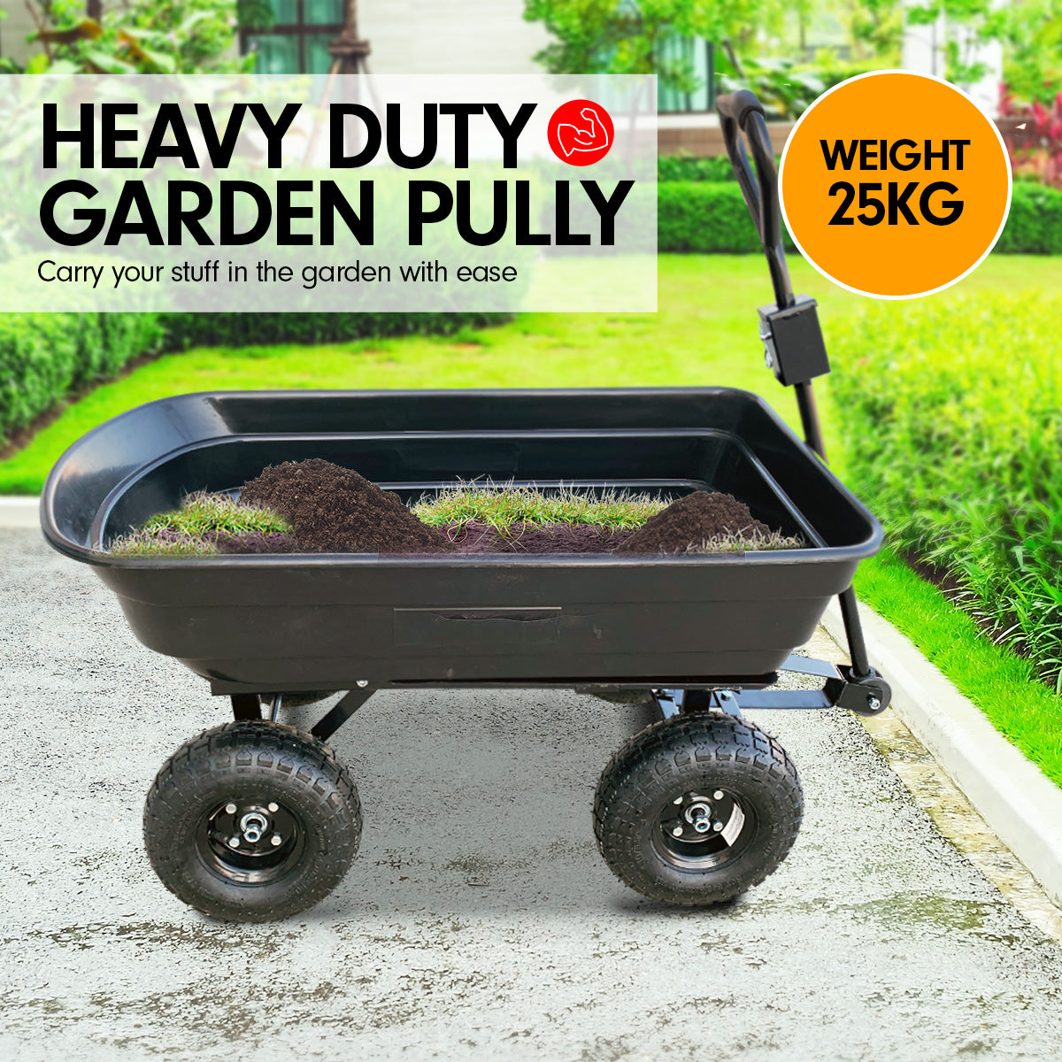 300kg Garden Dump Cart 125L, 13in Tires, Kartrite