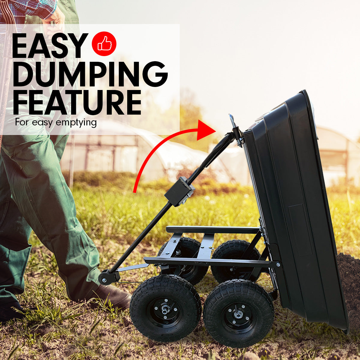 300kg Garden Dump Cart 125L, 13in Tires, Kartrite