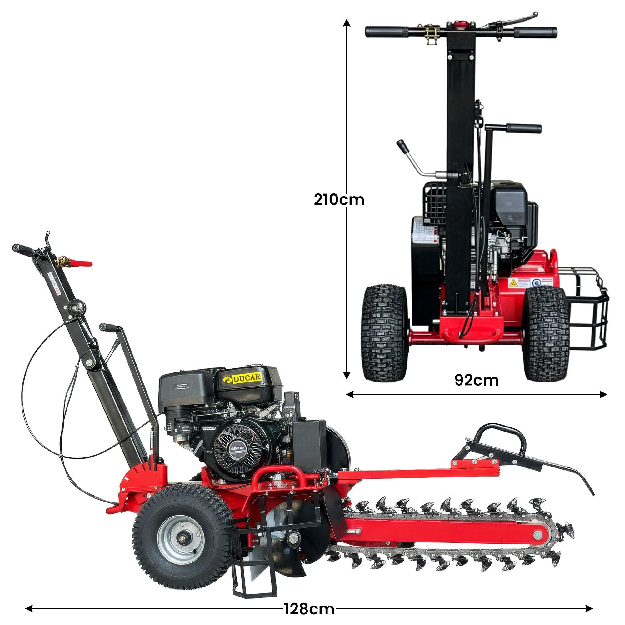 Ducar Trench Digger 457cc 18HP 4-Stroke Key Start, Petrol Trencher Machine
