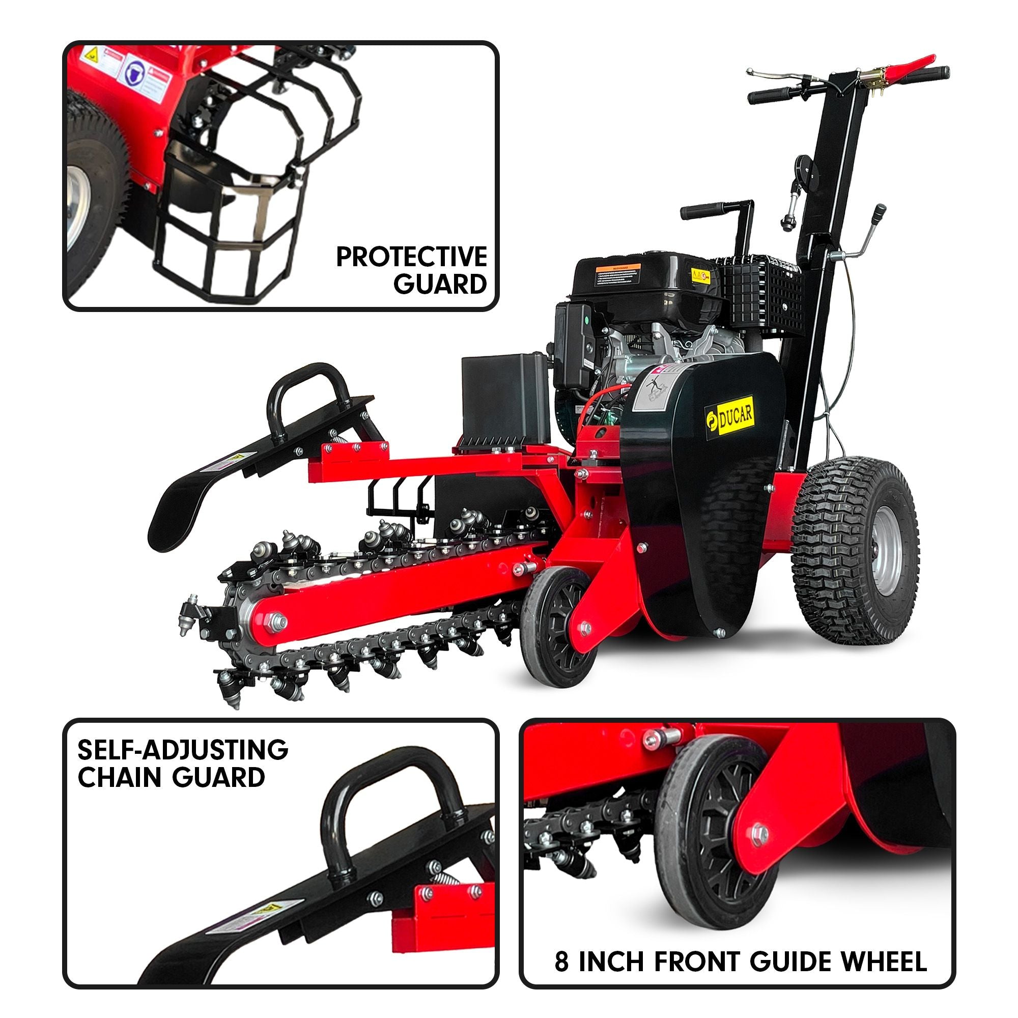 Ducar Trench Digger 457cc 18HP 4-Stroke Key Start, Petrol Trencher Machine