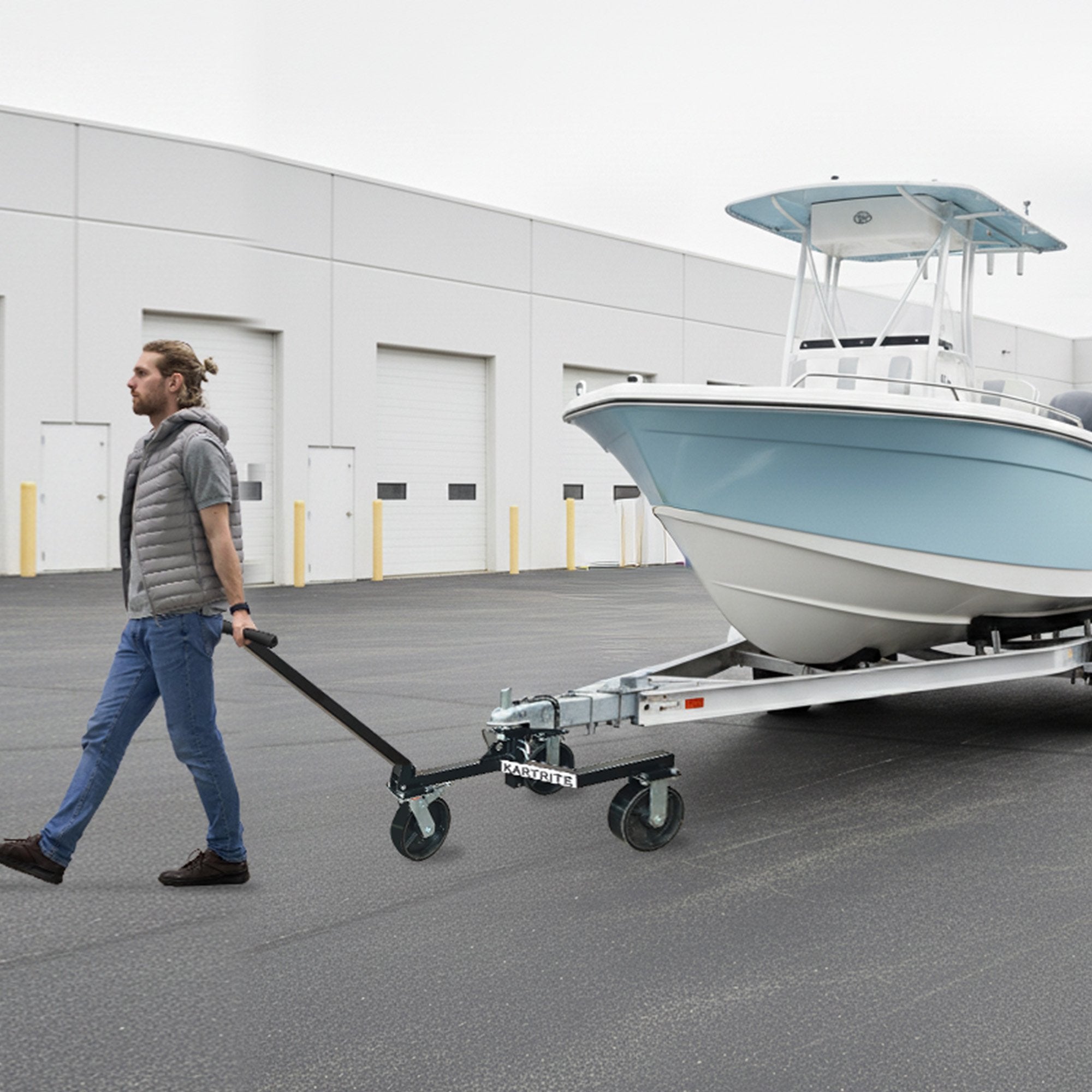 Kartrite Trailer Dolly Adjustable 2in Hitch Ball 1500kg Tongue Weight Capacity w/8in Swivel Wheels Steel Trailer Mover