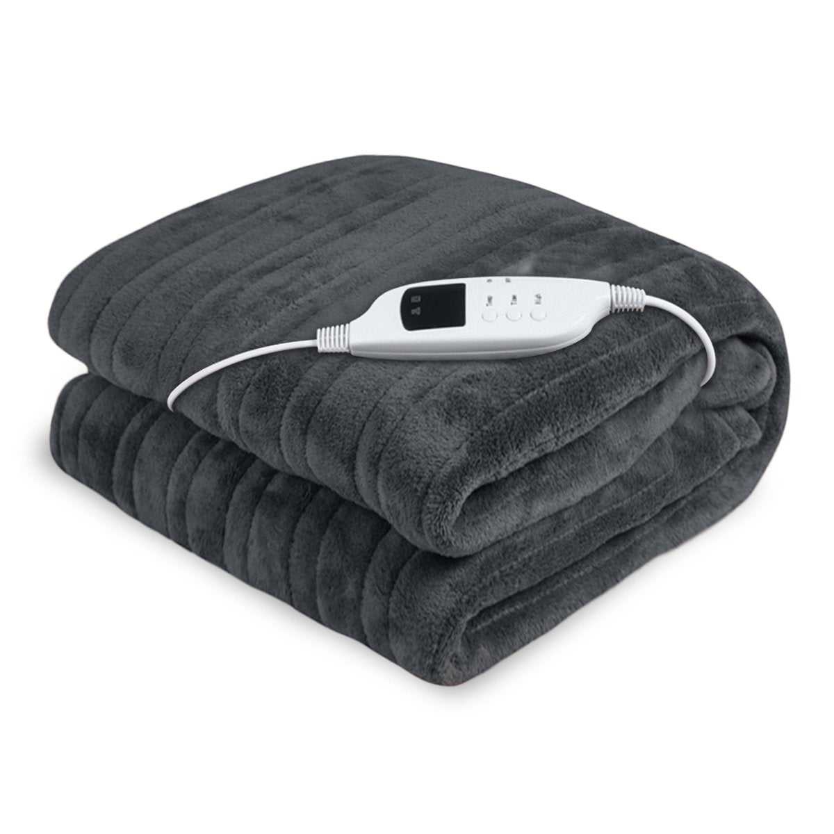 Soft Fleece Heated Electric Blanket, 9 Temp Settings, Grey - Laura Hill