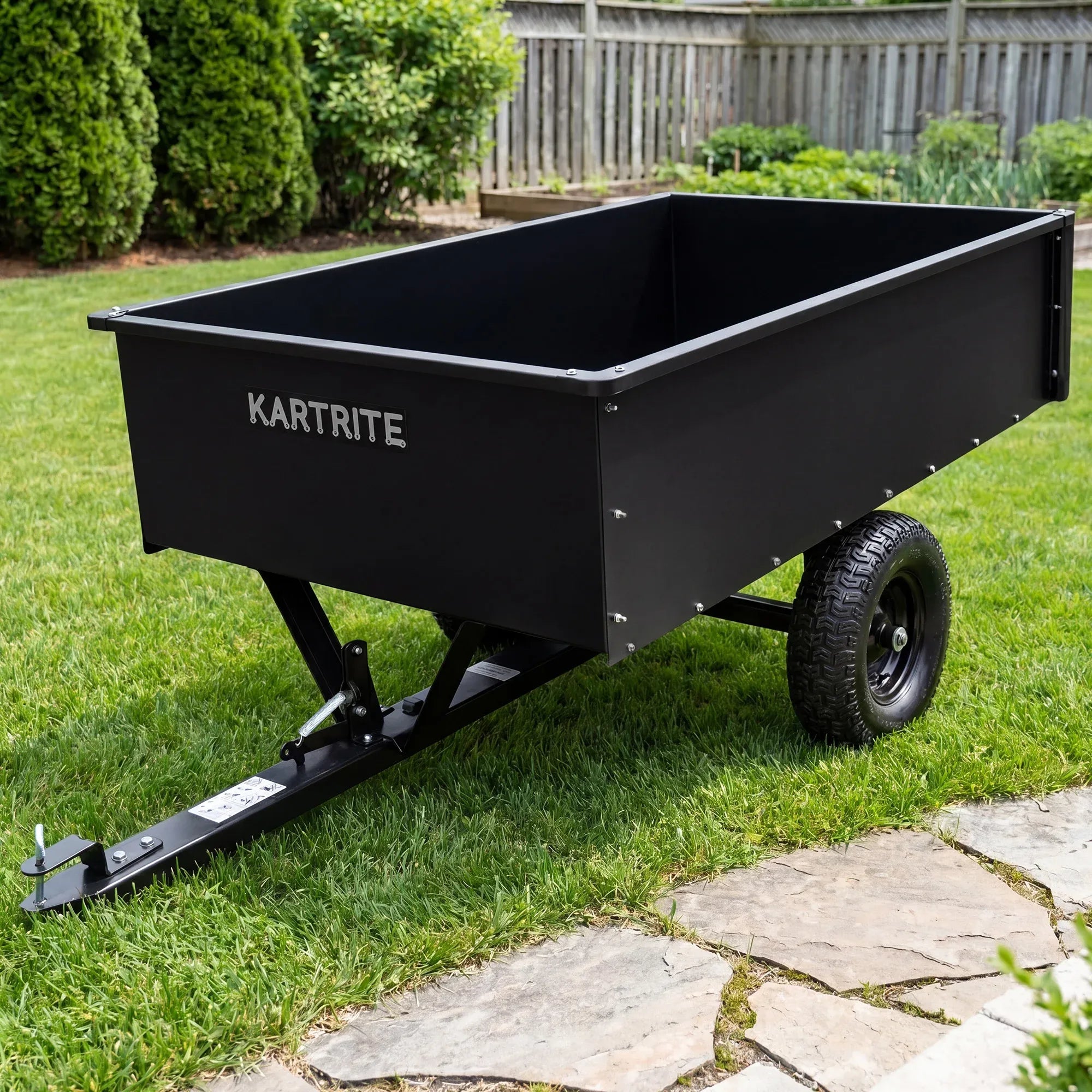 Kartrite 816kg Heavy-Duty Steel Dump Cart with Quick-Release Dumping Handle
