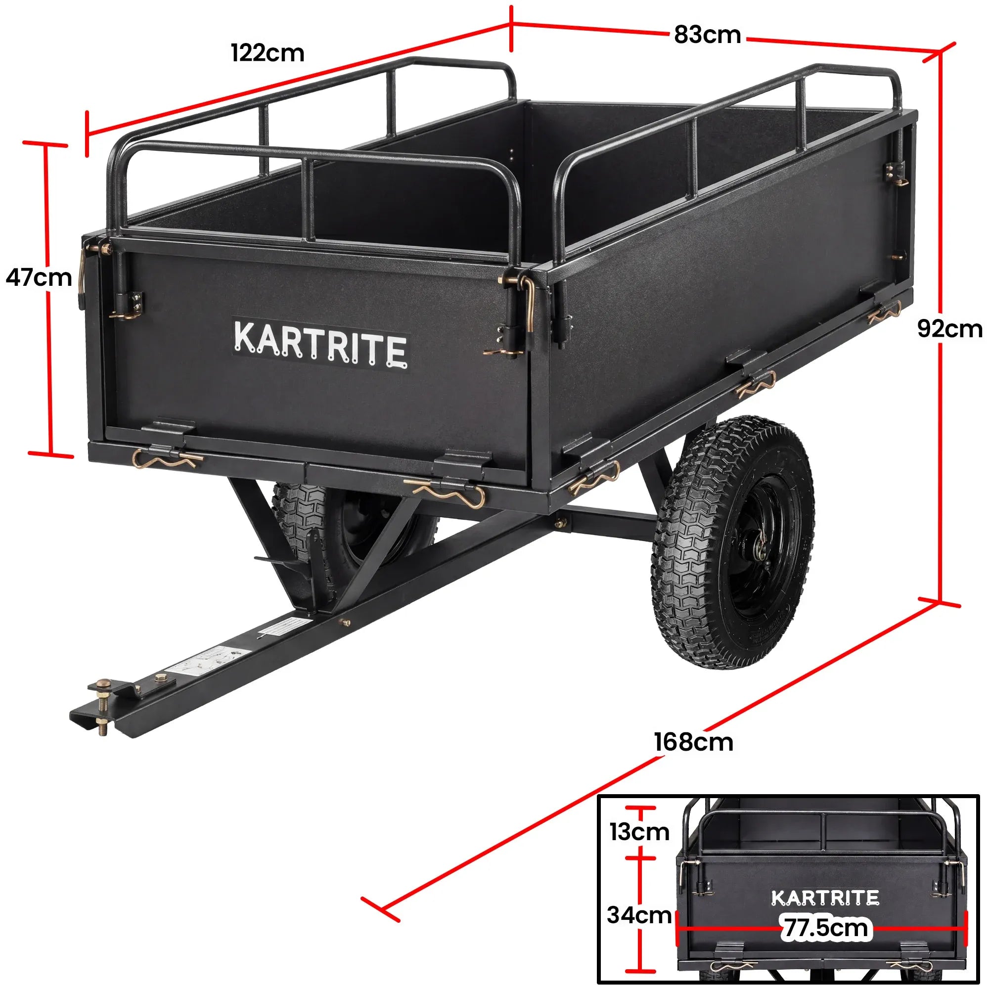 Kartrite 430kg Heavy Duty Steel Dump Cart with Foot Pedal Dumping System