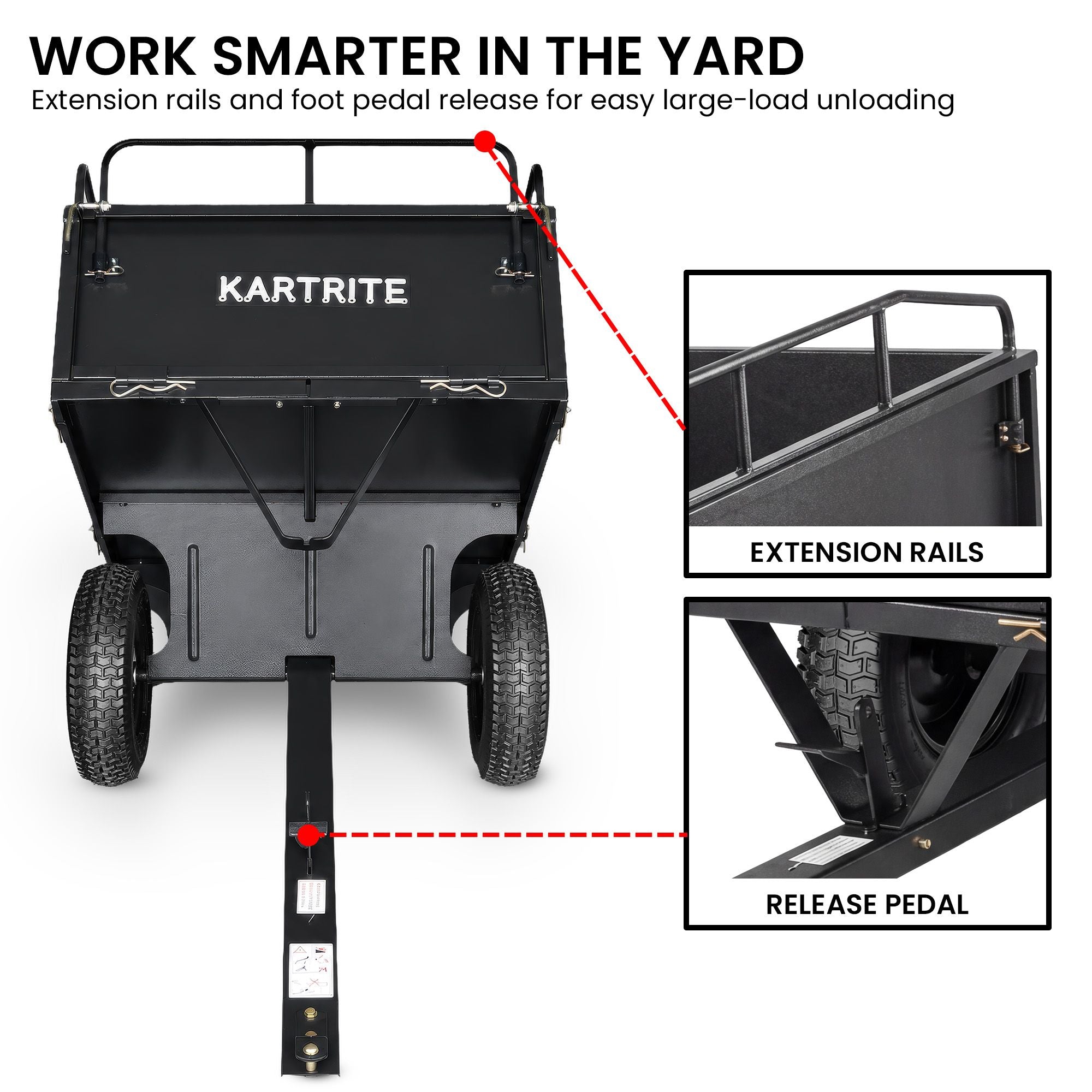 Kartrite 430kg Heavy Duty Steel Dump Cart with Foot Pedal Dumping System